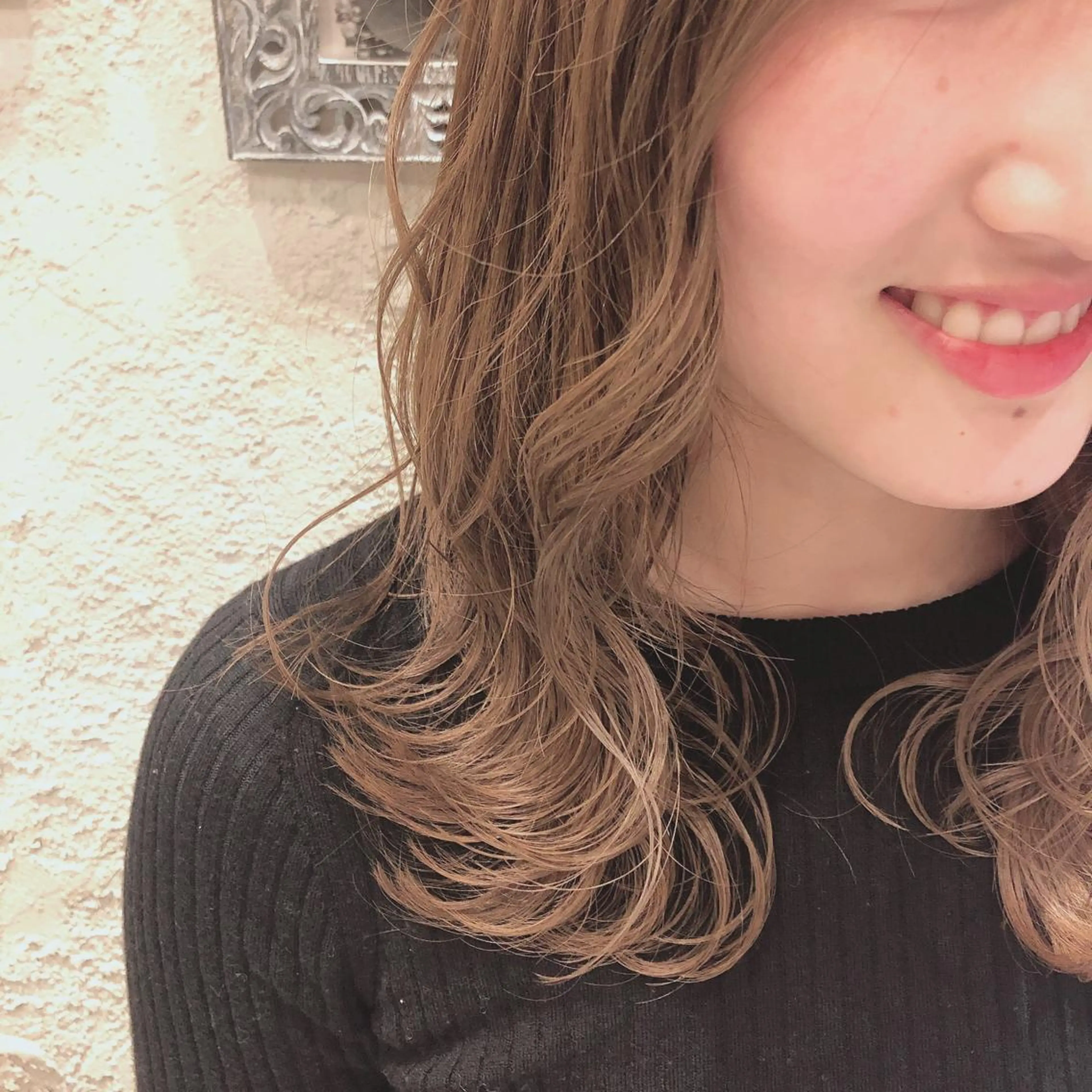 ミディアム ミルクティーブラウン ヘアカラー トリートメント 代表山口ひな 髪質改善のプロのヘアスタイル