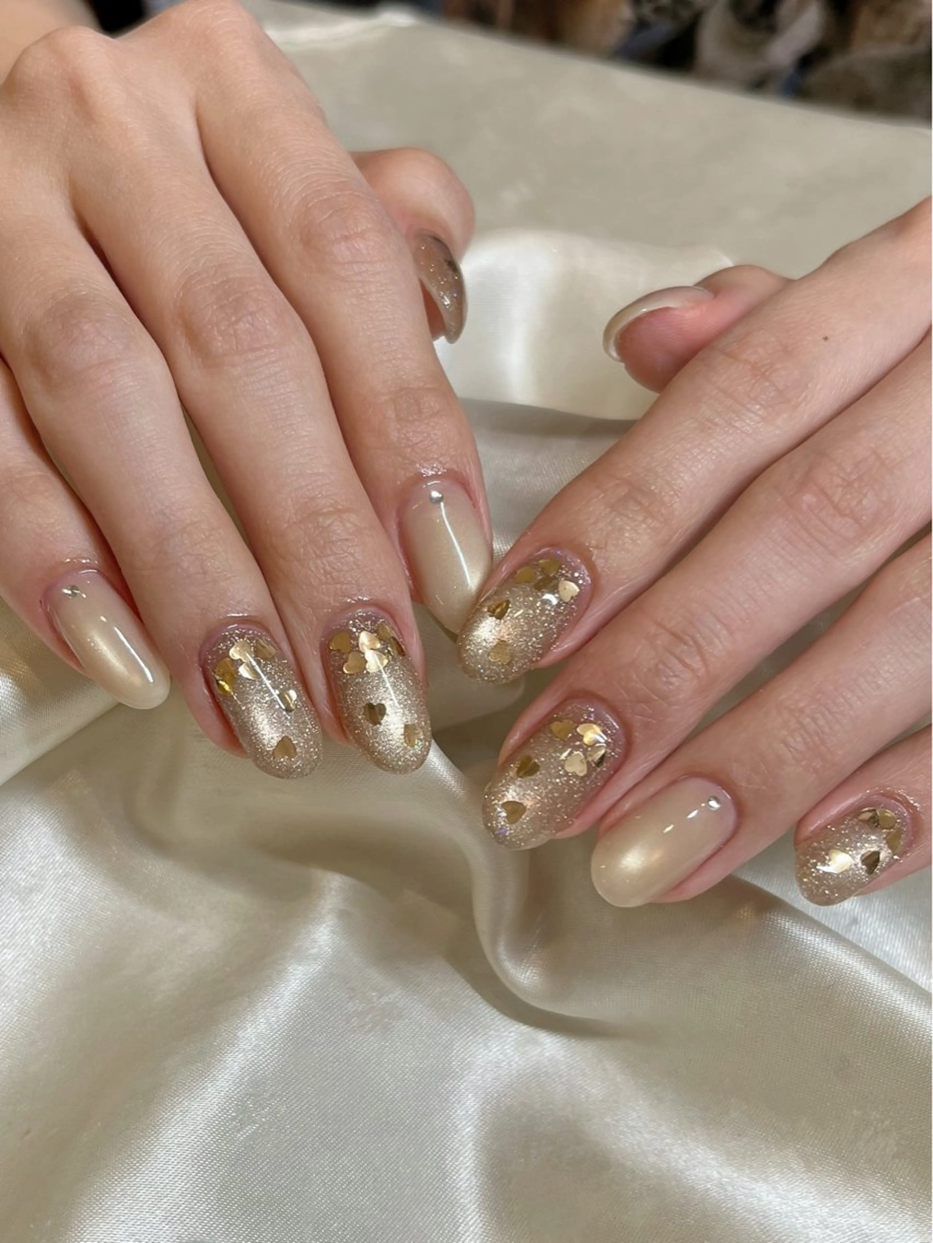 ネイル ハート ハンドネイル petit sarina..ෆのネイルデザイン