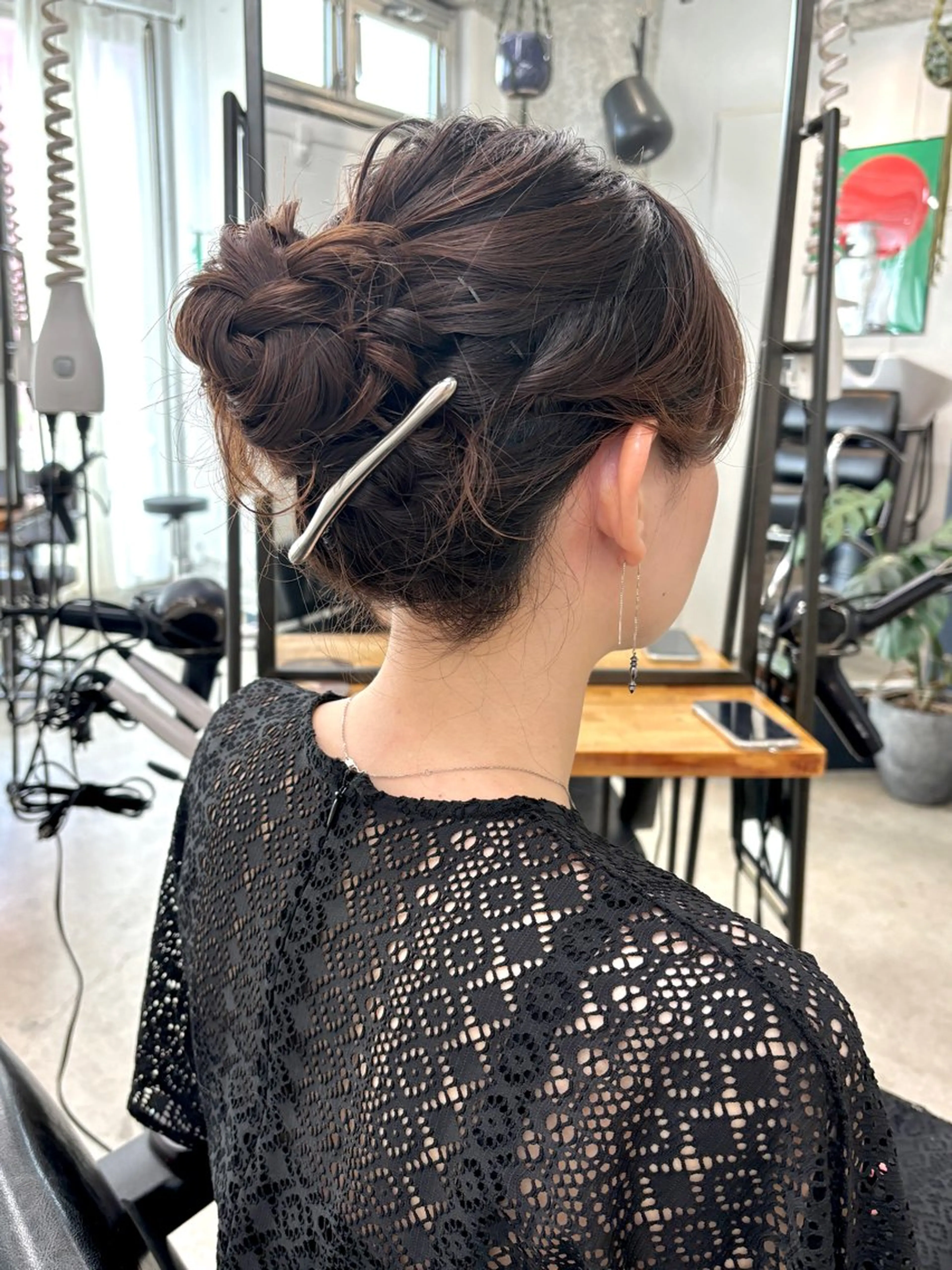 ミディアム ヘアアレンジ ピンクブラウン ピンクラベンダー ボブ ヘアセット 暖色カラー/天神/ ヘイマサクラのヘアスタイル