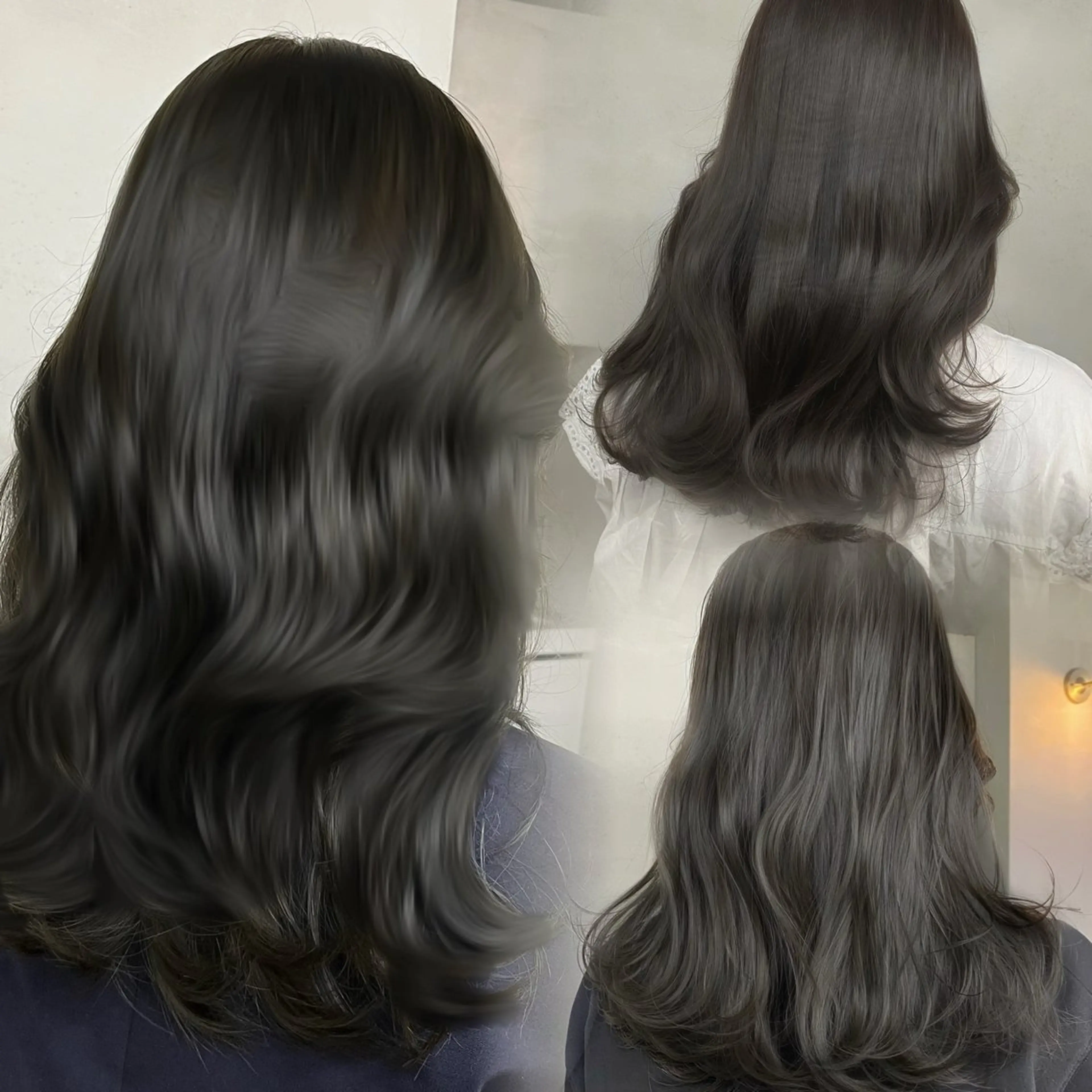 ロング カラー カット ヘアカラー トリートメント ヘアセット 新宿/韓国ヘア/ 髪質改善ストレートのヘアスタイル