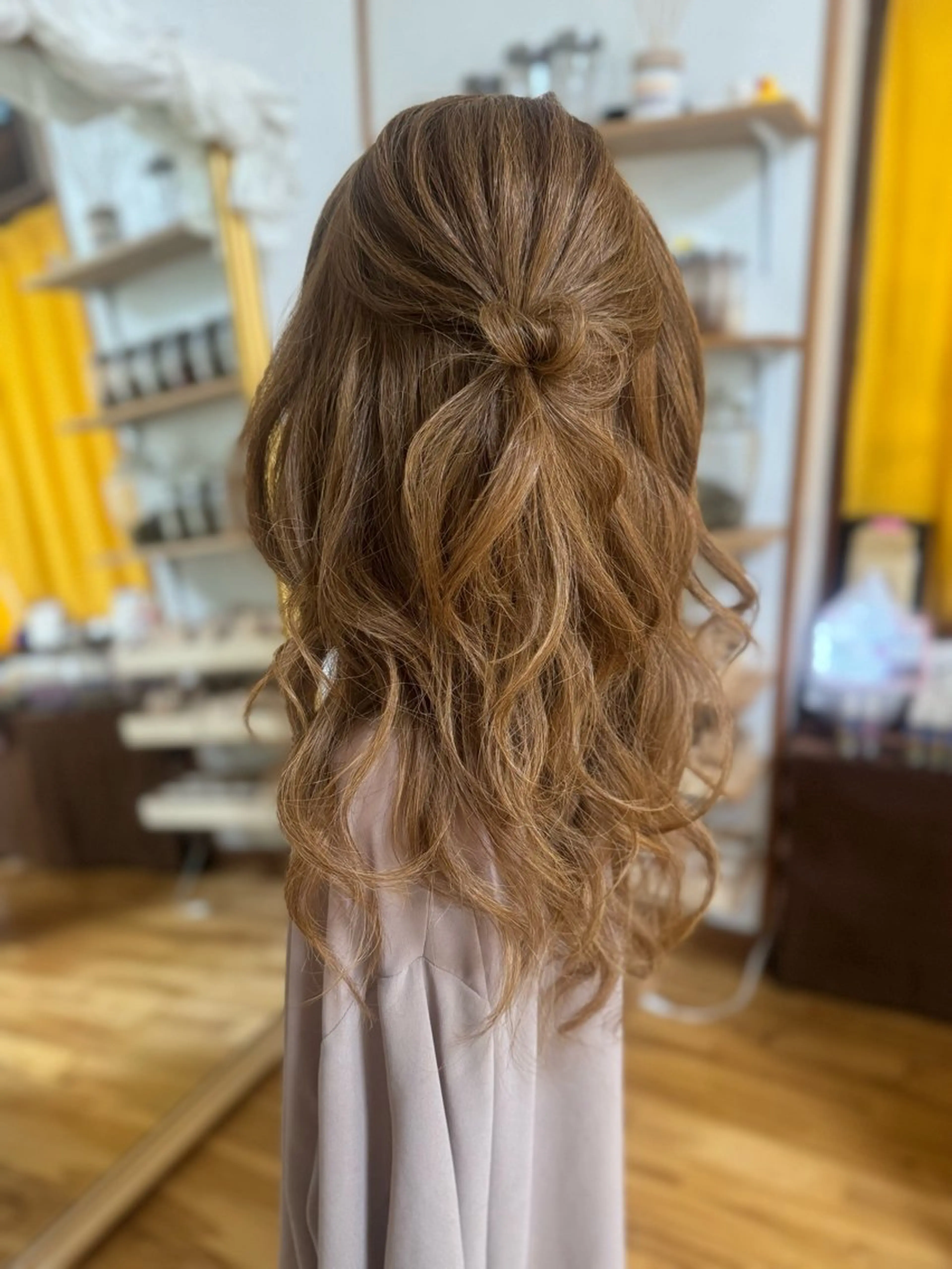 セミロング ヘアアレンジ ハーフアップ ヘアセット Yamauchi natsumiのヘアスタイル