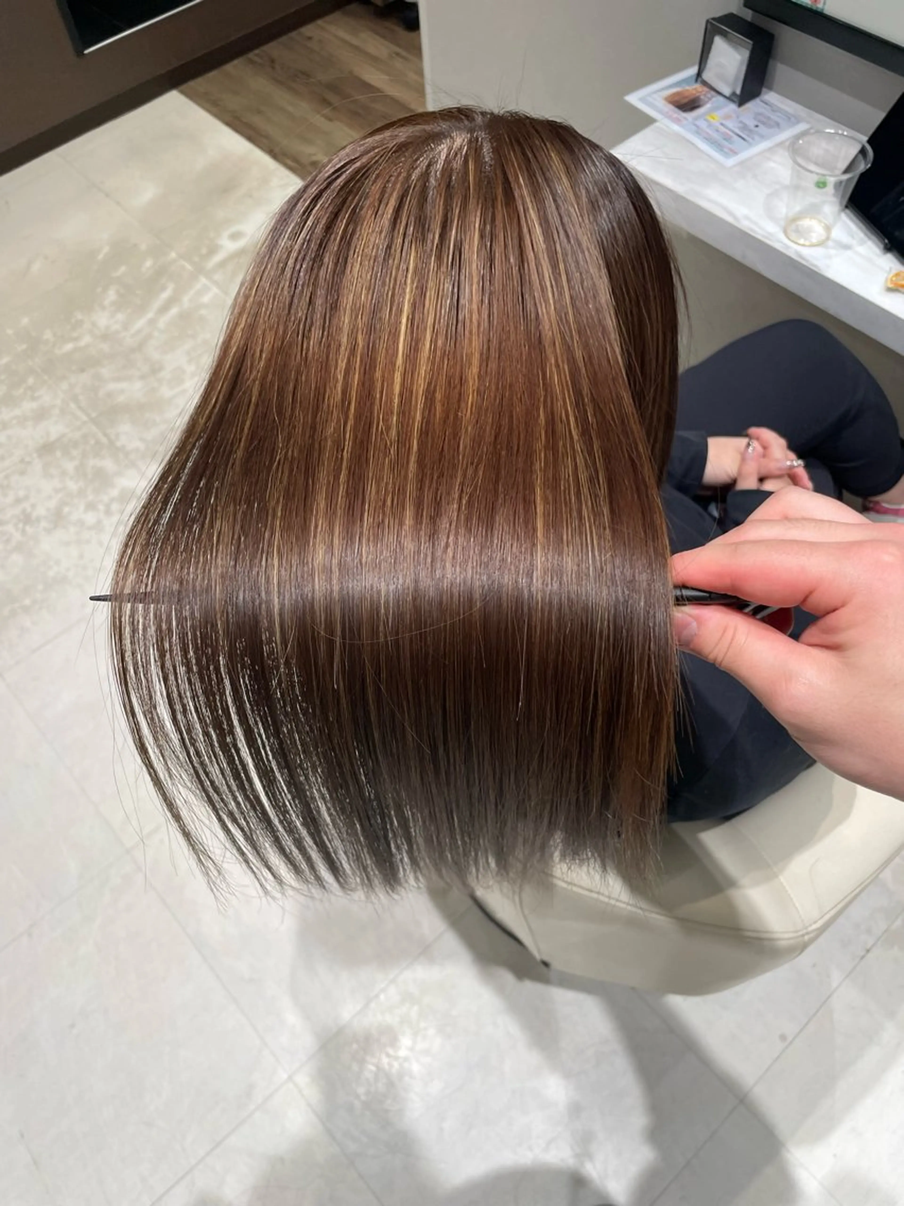 ロング パーマ 伸ばしかけ 縮毛矯正 カット 縮毛矯正 トリートメント k-twoたき✨艶感 カラー／美髪矯正のヘアスタイル