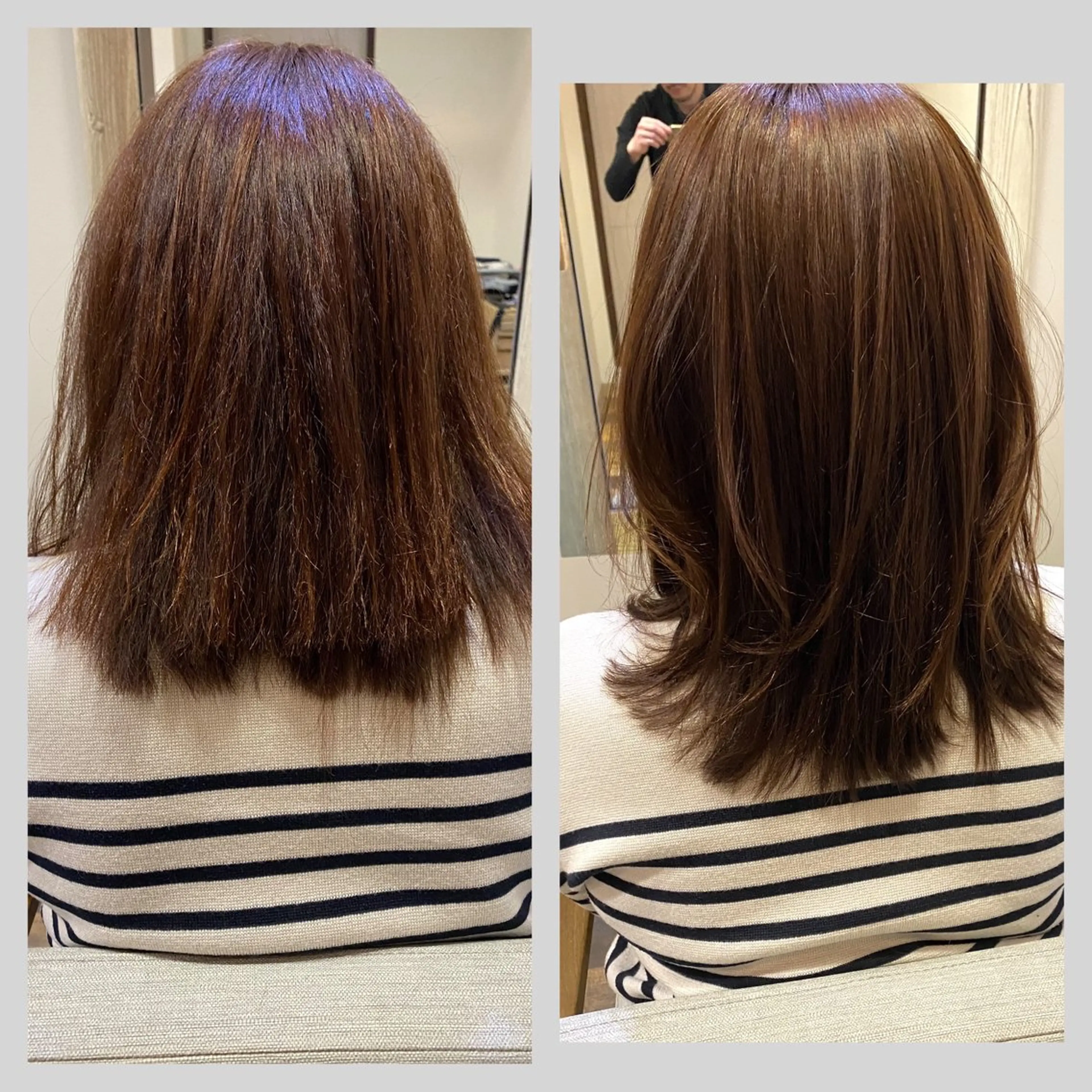 セミロング パーマ 顔周りカット レイヤーカット 縮毛矯正 ストレートパーマ 佐藤 沙也輝のヘアスタイル