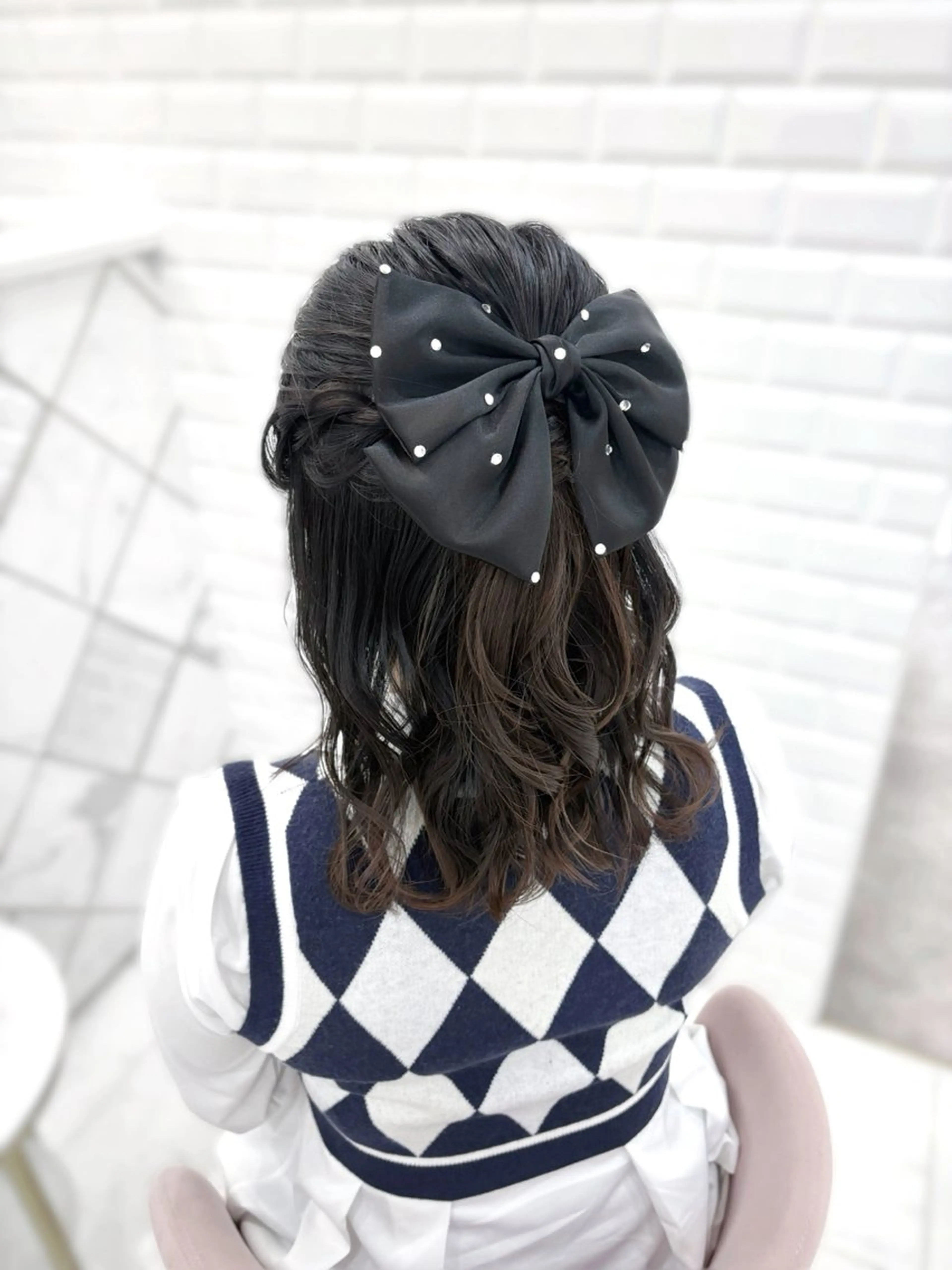 ミディアム ヘアアレンジ ハーフアップ ヘアセット ゆうひ🎀艶カラー/ ヘアメ/チョコカラーのヘアスタイル