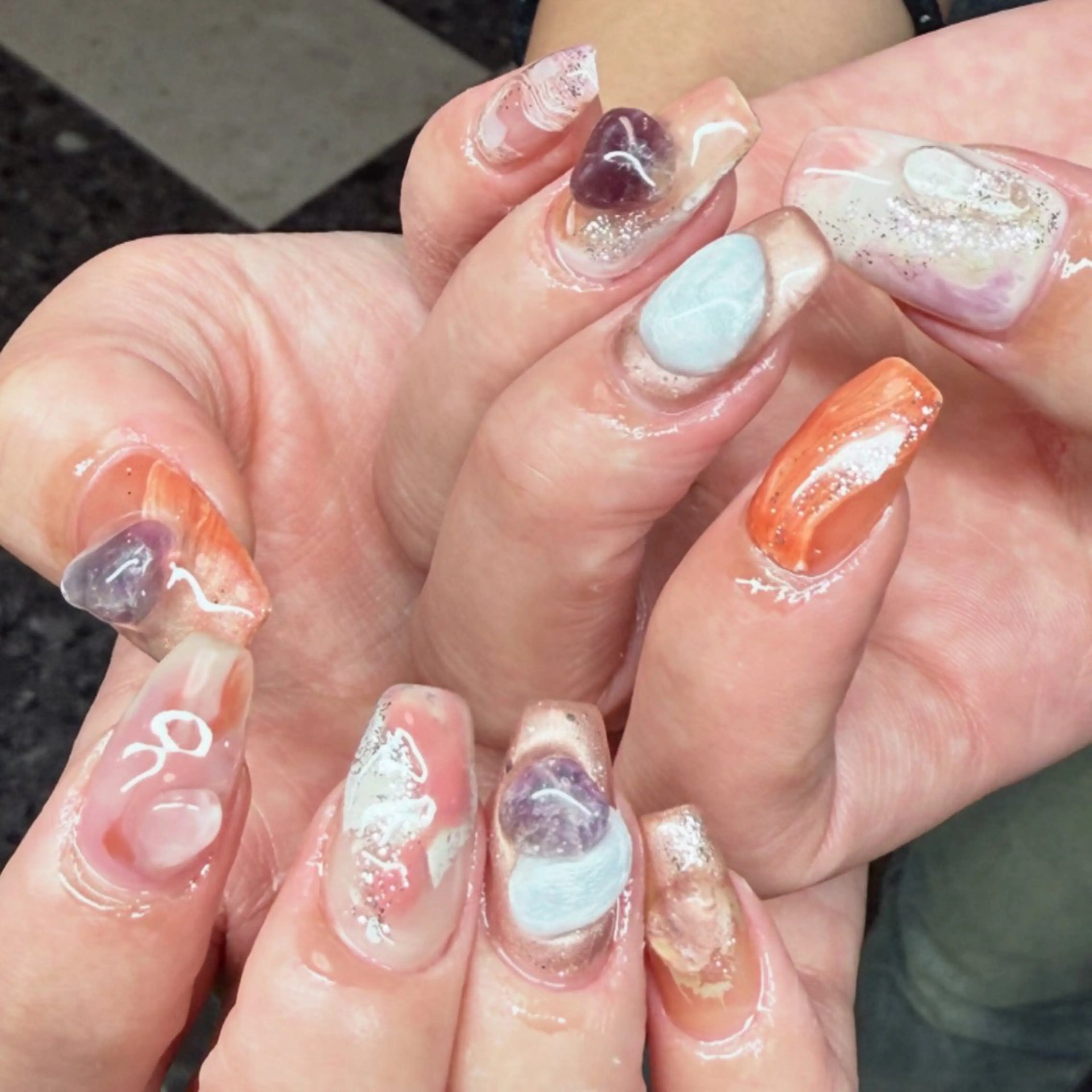 ネイル アートネイル ニュアンスネイル シンプルネイル ハンドネイル posa nail モエミのネイルデザイン