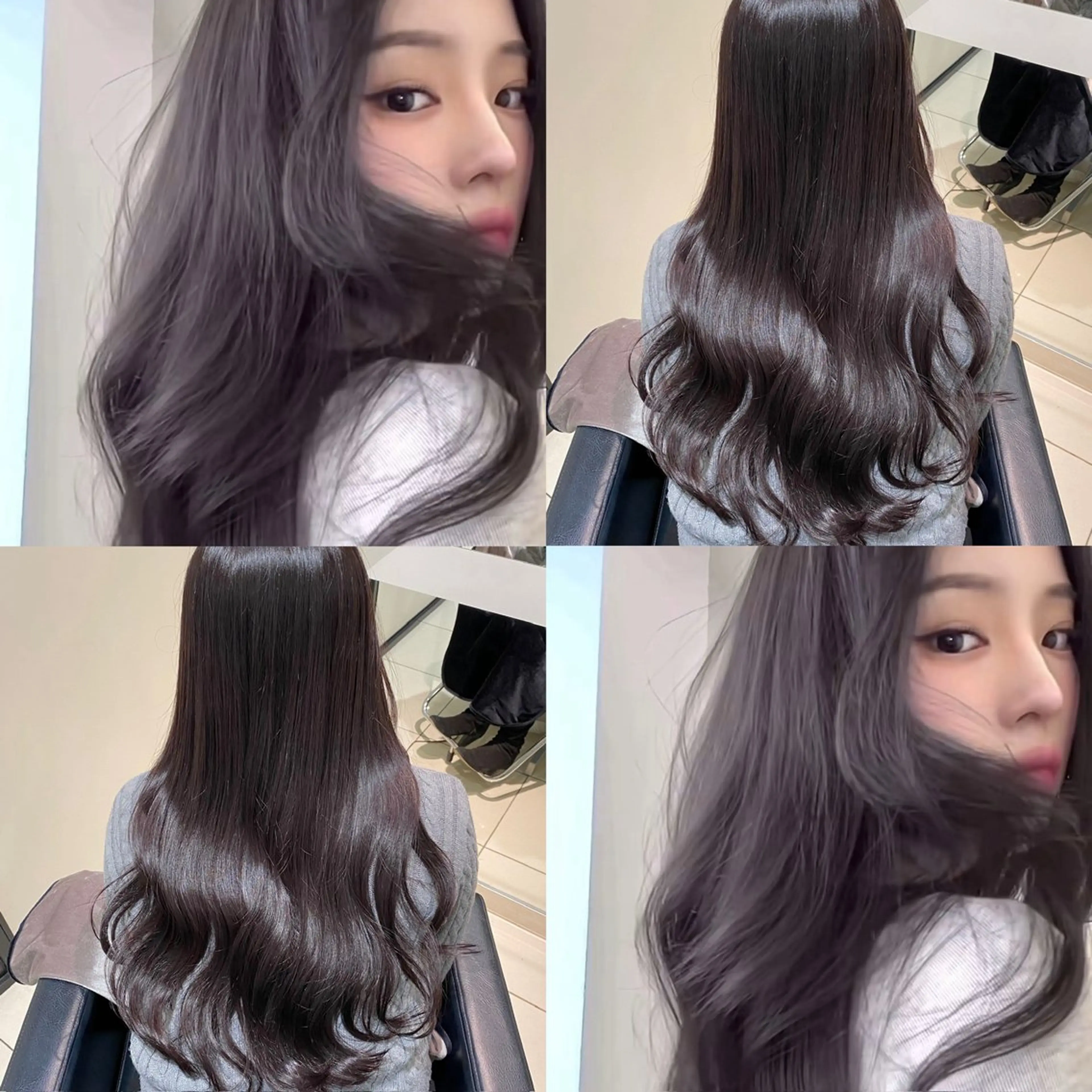 ロング カラー グレージュ ラベンダーカラー ラベンダーグレージュ ラベンダーグレー カット ヘアカラー トリートメント グレージュ/レイヤー /韓国ヘア/RISAのヘアスタイル