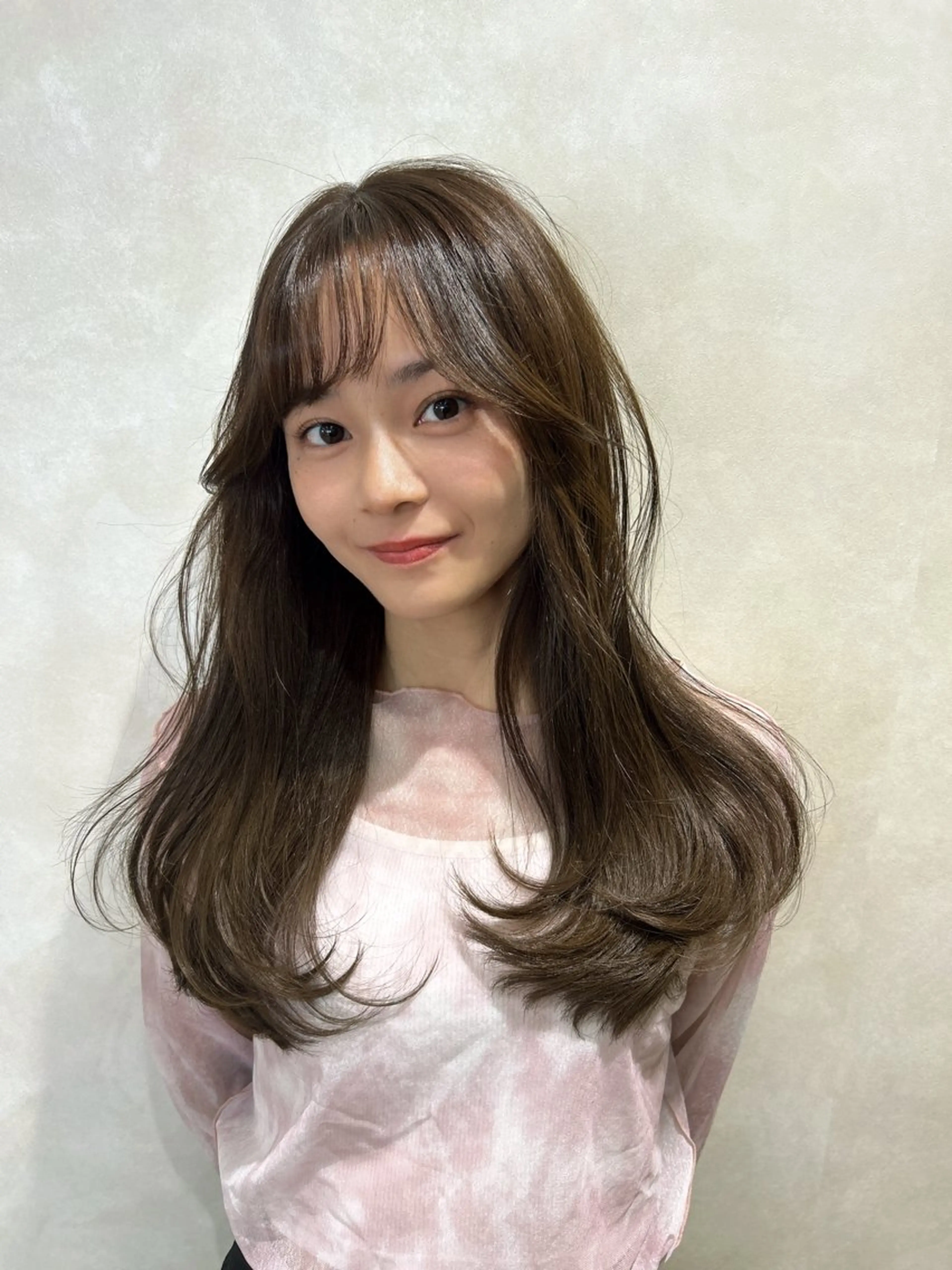 ロング カット ヘアカラー 縮毛矯正 木本晴香/髪質改善 /艶カラー透明感のヘアスタイル