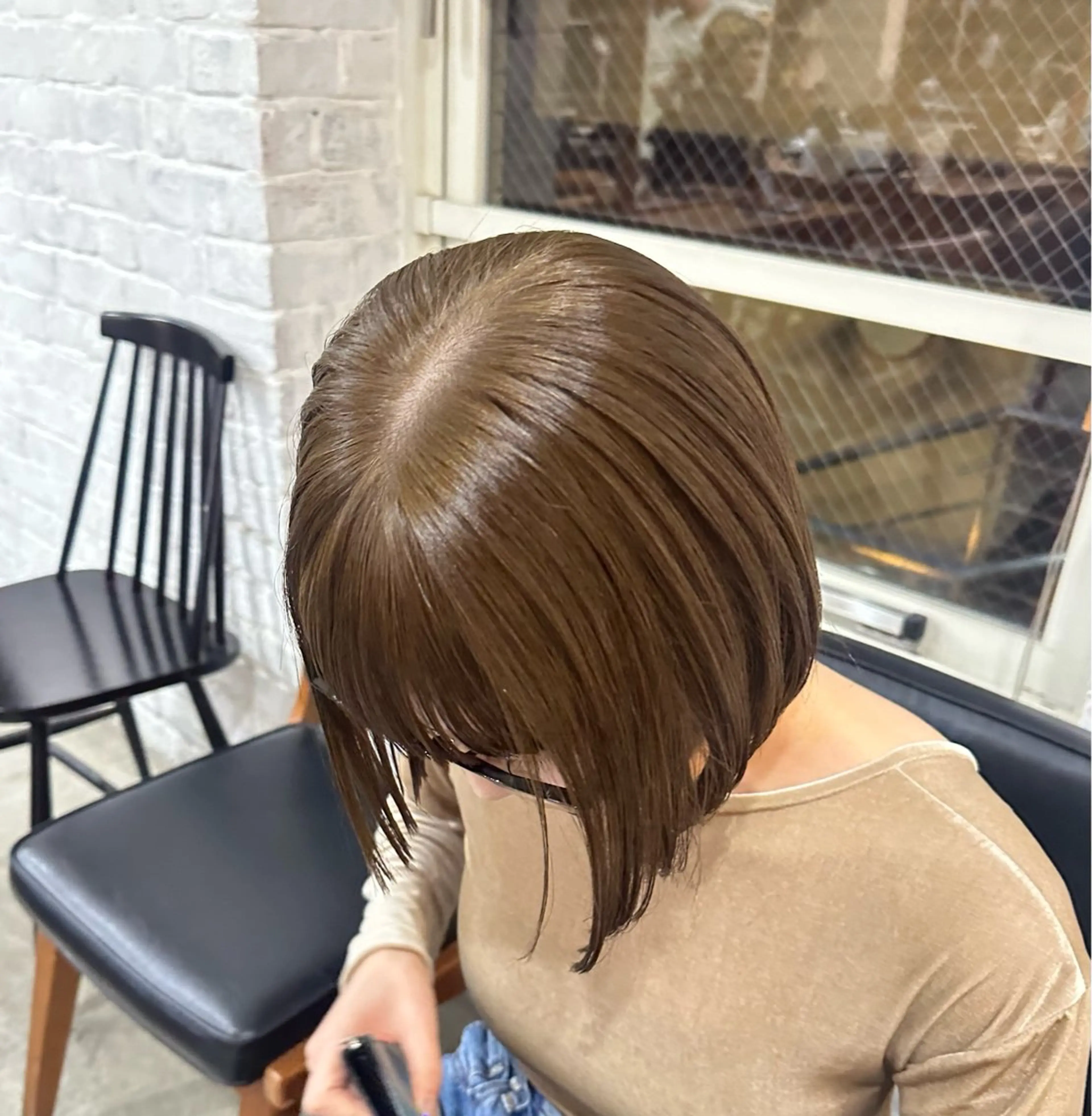 ショート カラー ベージュカラー ブリーチ ブリーチなしカラー オリーブベージュ ❤️アヤカ Wカラー ボブ レイヤー❤️のヘアスタイル