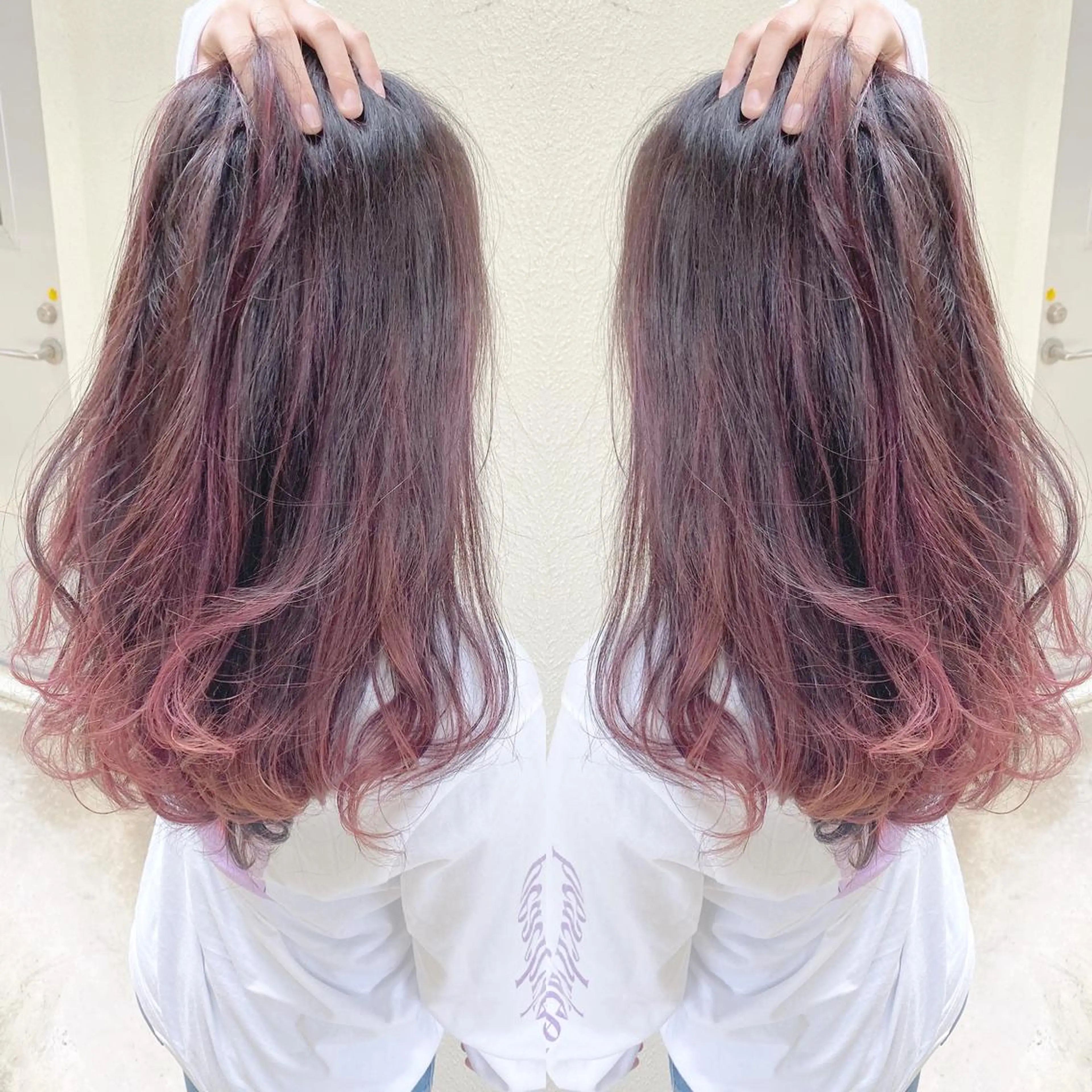 ミディアム カラー グラデーションカラー ピンクカラー カット ヘアカラー grand juteのヘアスタイル