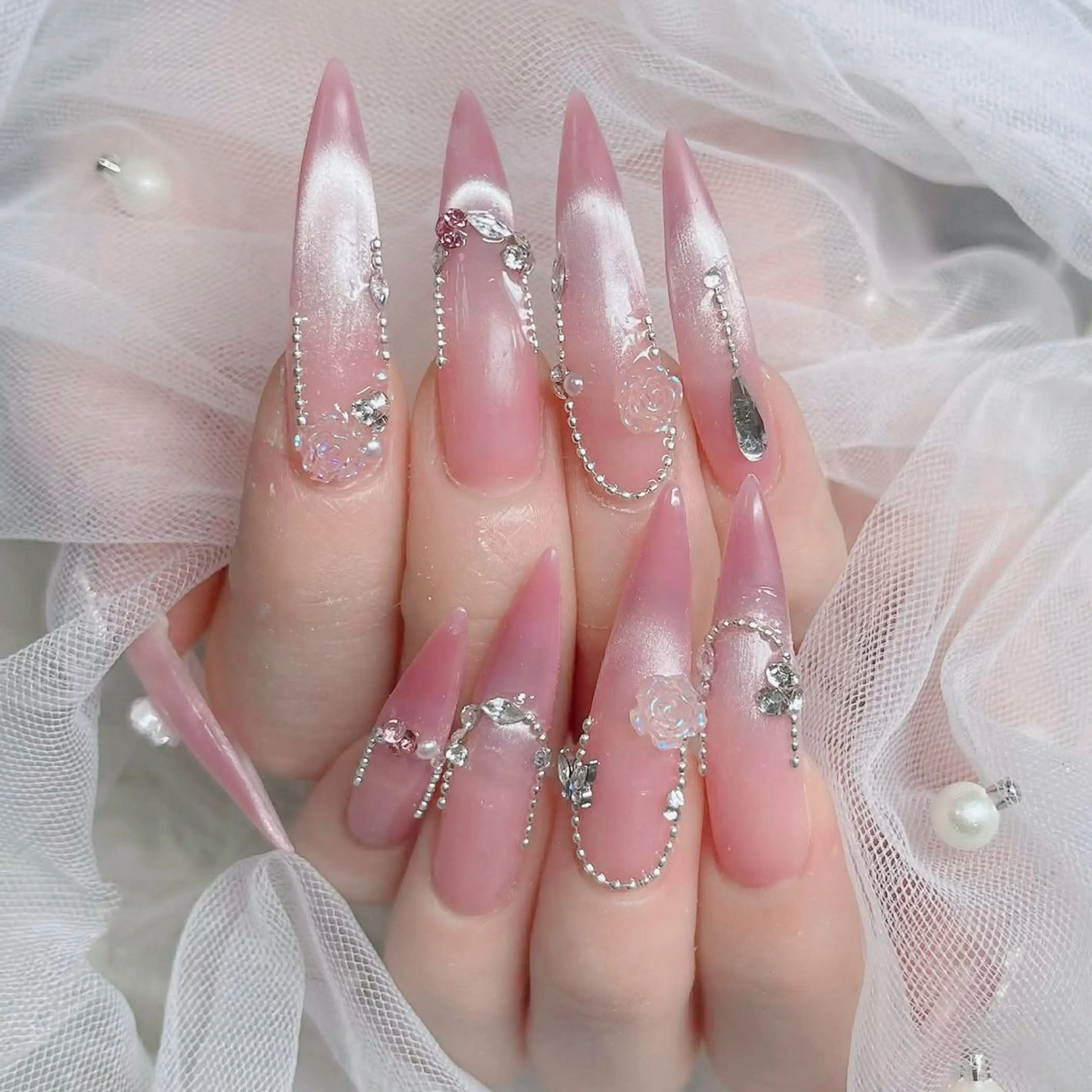 ネイル フットネイル フレンチネイル グラデーション 韓国ネイル ロングネイル ハンドネイル Hani Nail Salonのネイルデザイン