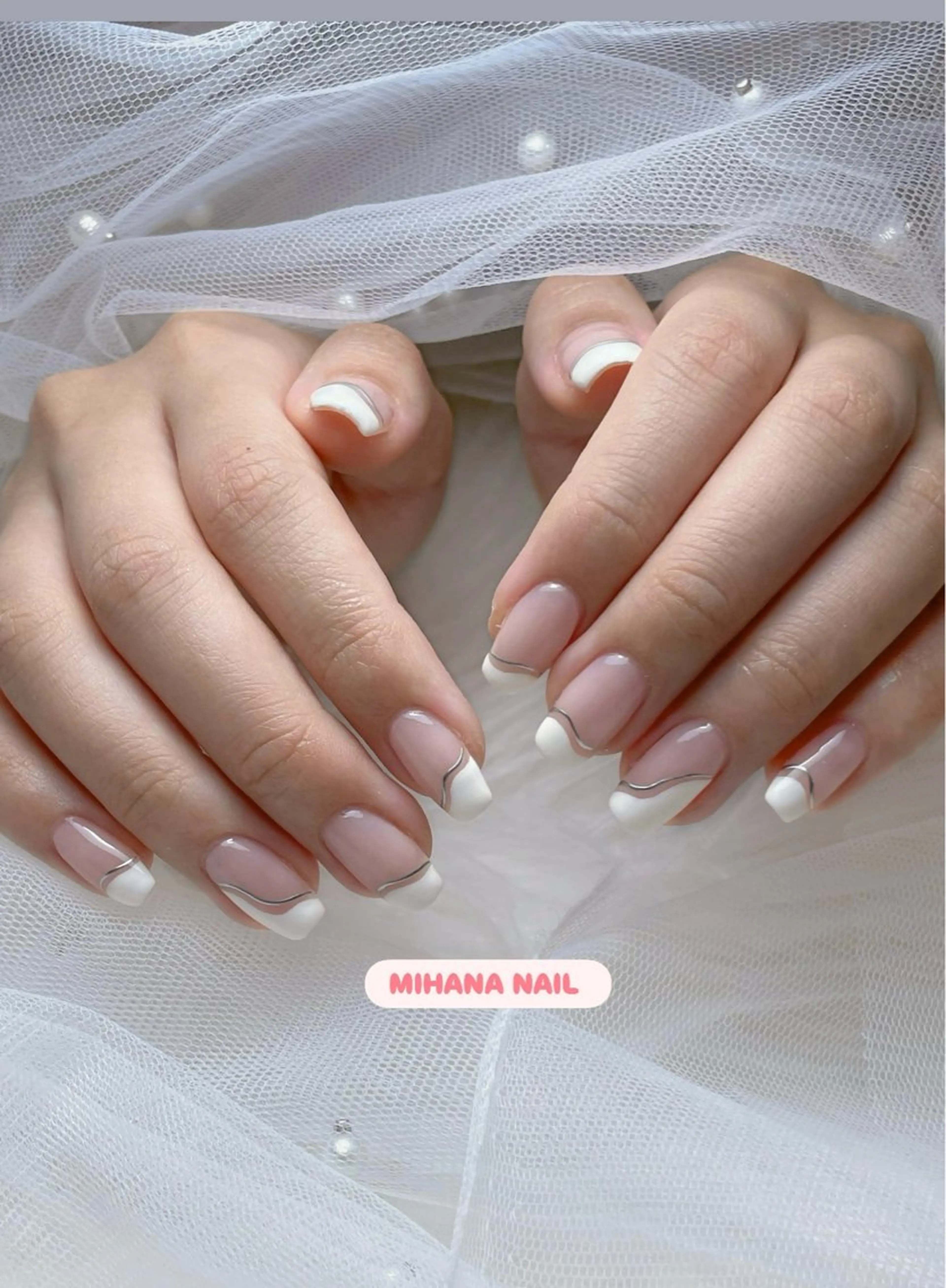 ネイル 長さ出し フレンチネイル グラデーション 卒業式 マグネットネイル ハンドネイル MIHANA NAILのネイルデザイン