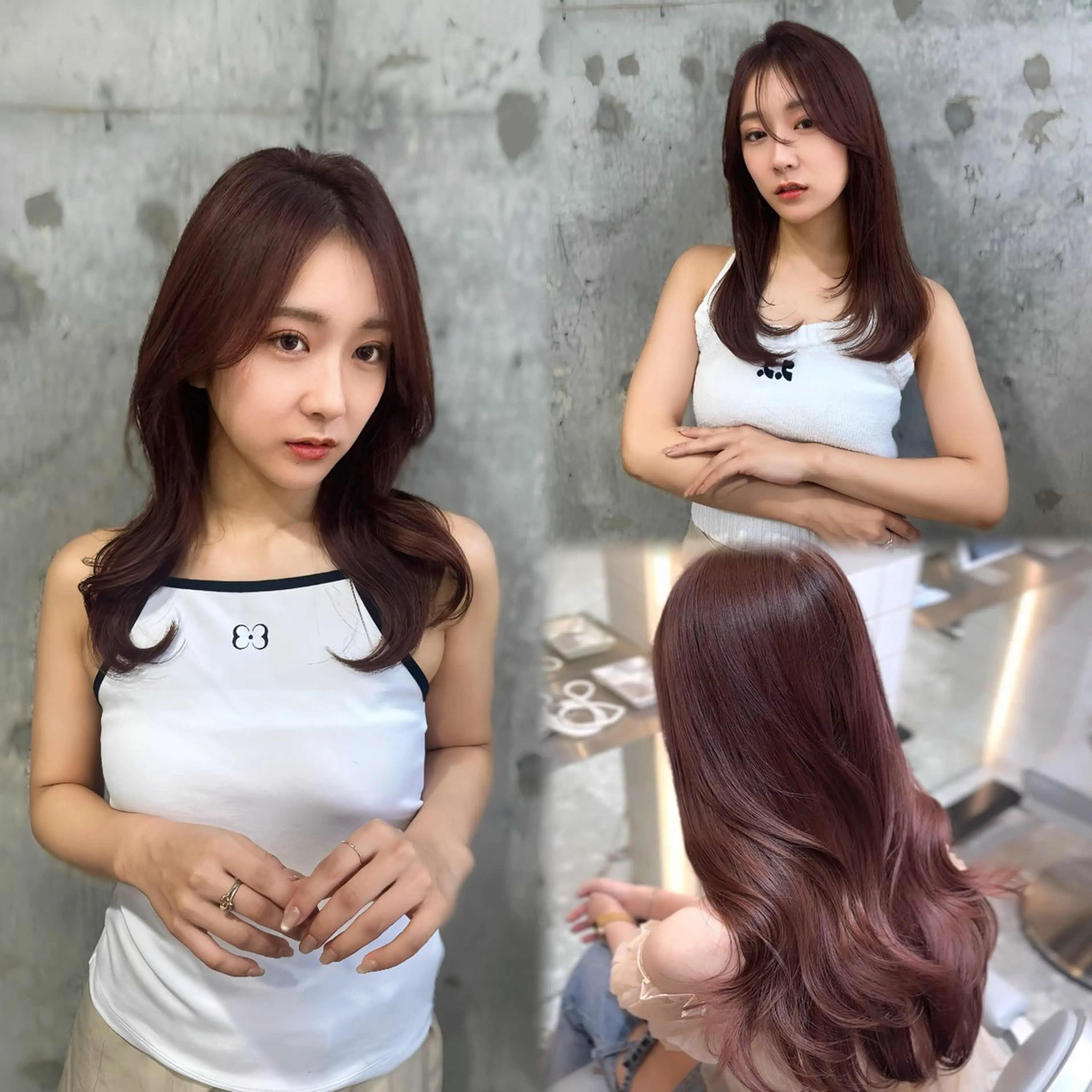 【3月限定】韓国風小顔カット🩵+プレミアムカラー💫+選べる髪質改善トリートメント🎈+超音波アイロン🫧【暖色】の写真