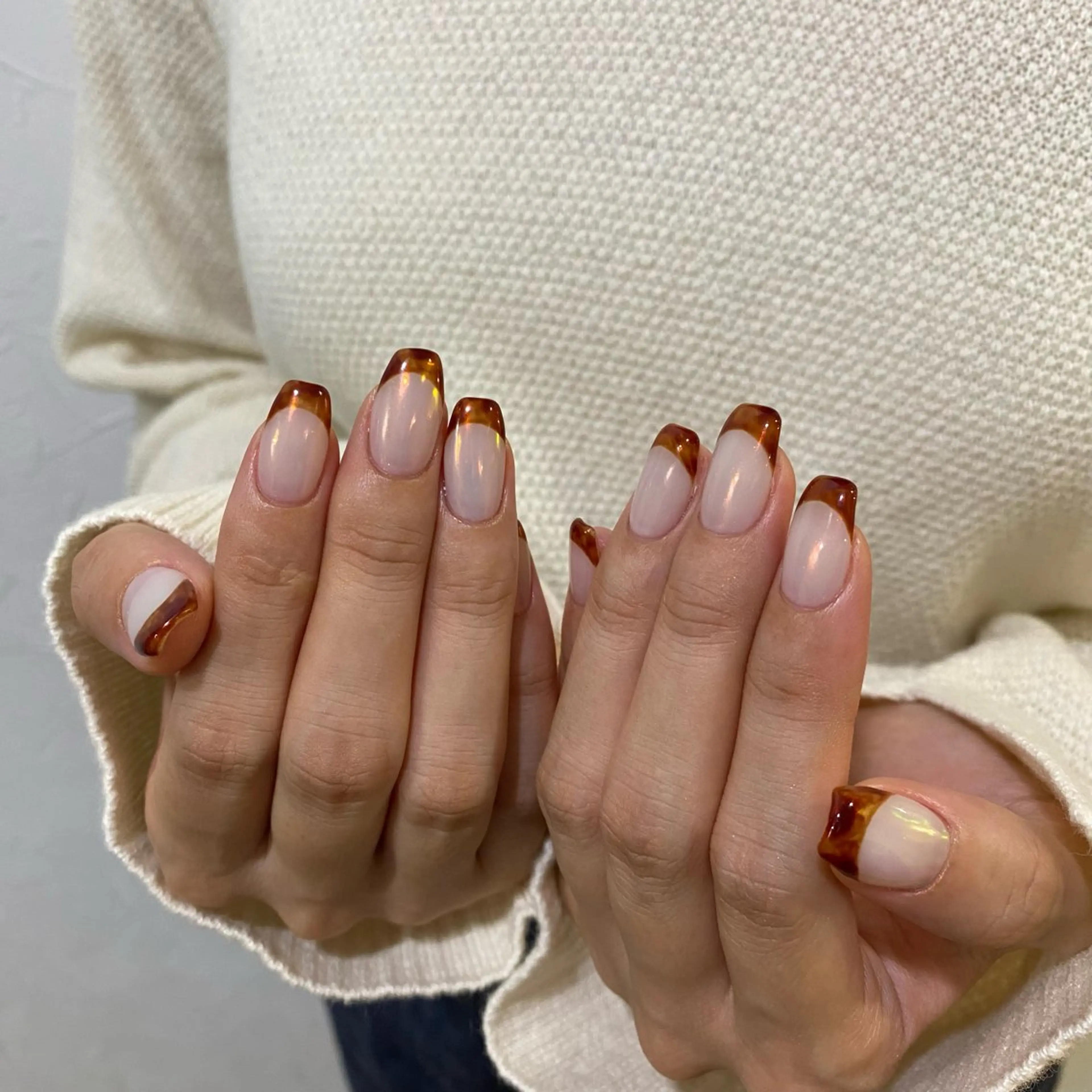 ネイル べっ甲ネイル フレンチネイル ハンドネイル 【Limie】 nanaのネイルデザイン