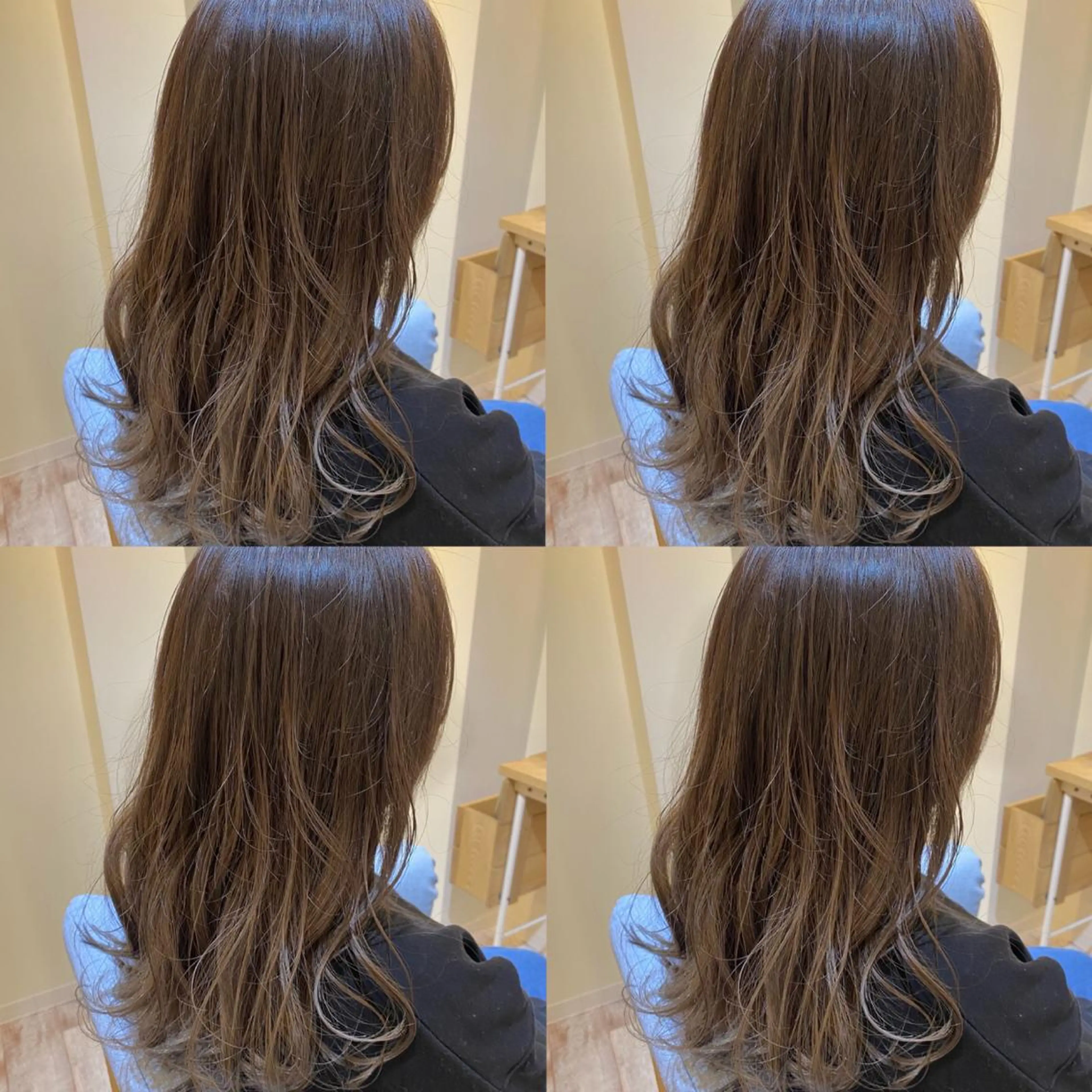 セミロング カラー 金島 青のヘアスタイル