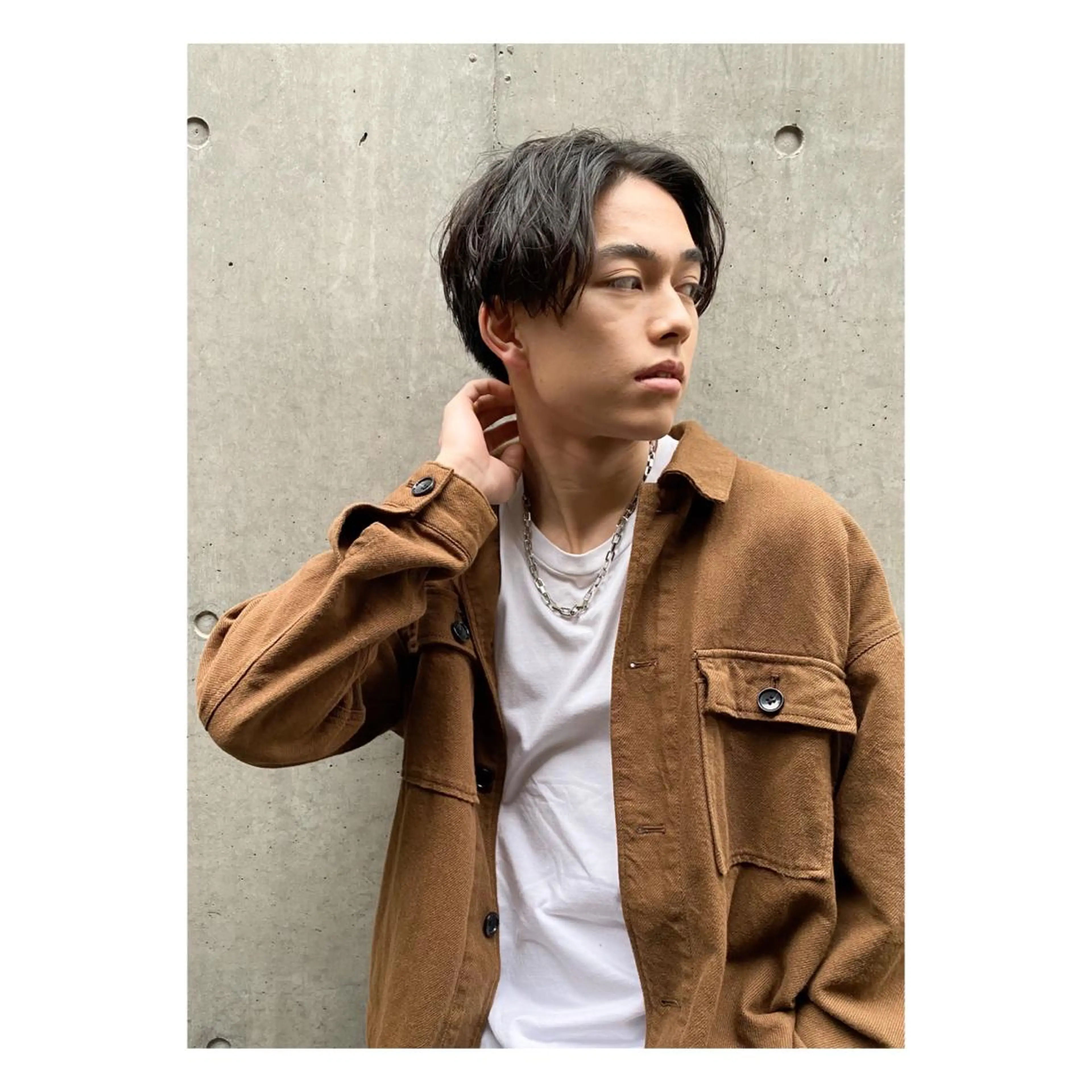 ミディアム パーマ メンズ カット 菊池大一 溝の口パーマのヘアスタイル