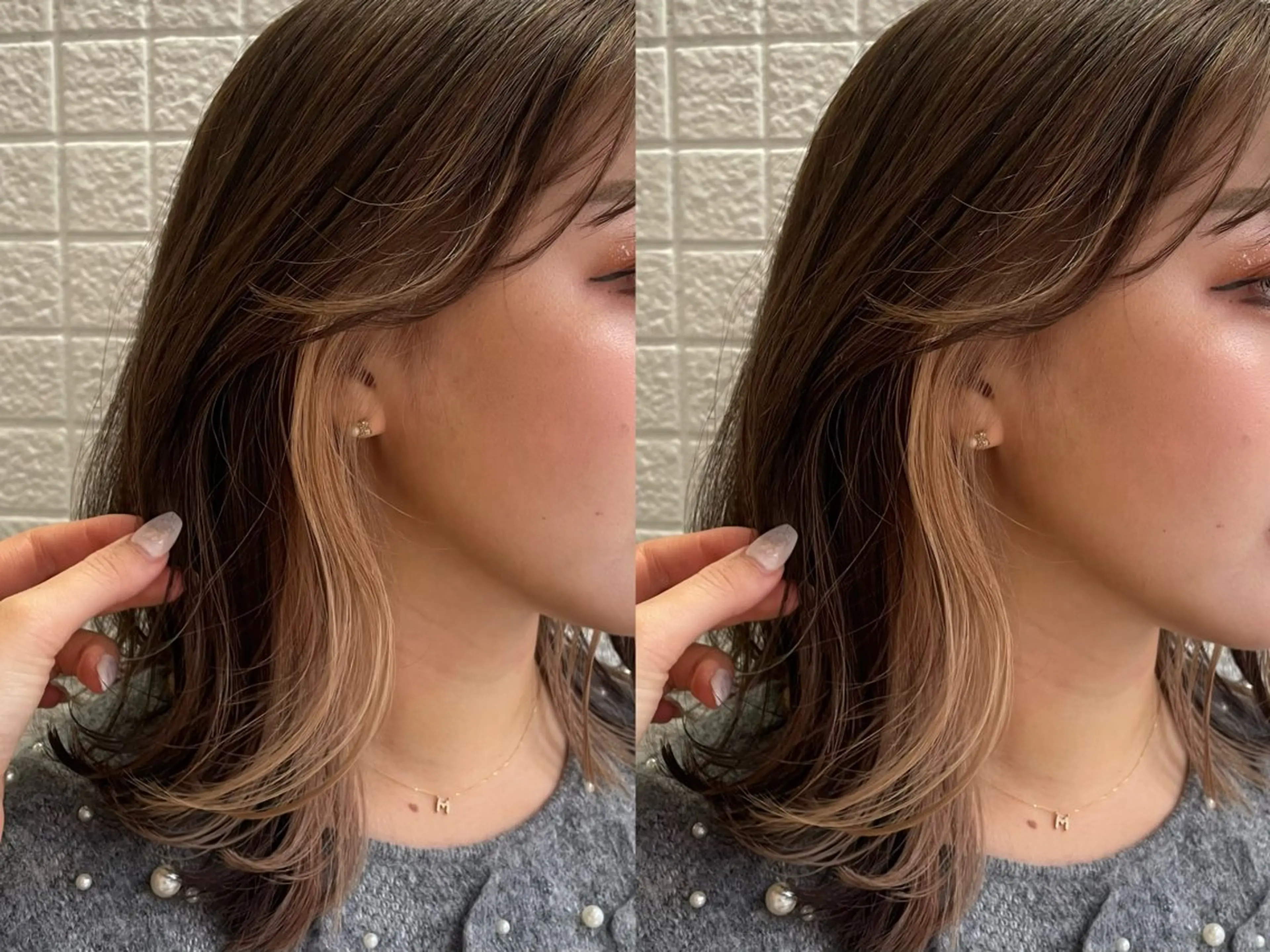 ミディアム カラー PELE所属・💍透明感 💖艶ミルクティーのヘアスタイル