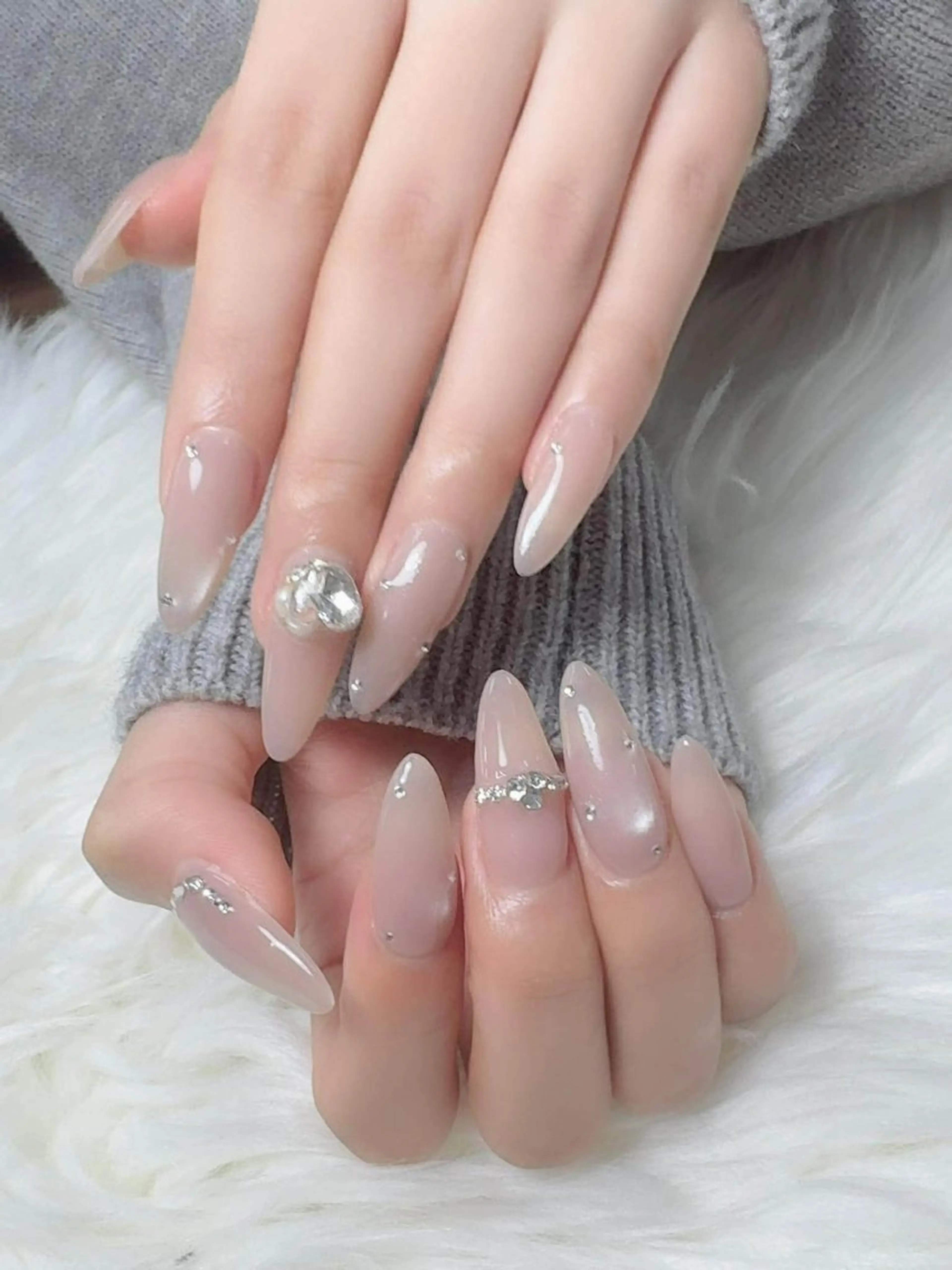 ネイル フレンチネイル グラデーション 韓国ネイル マグネットネイル ミラーネイル ハンドネイル ハンドケア Hara Nail 【パラジェル使用】のネイルデザイン