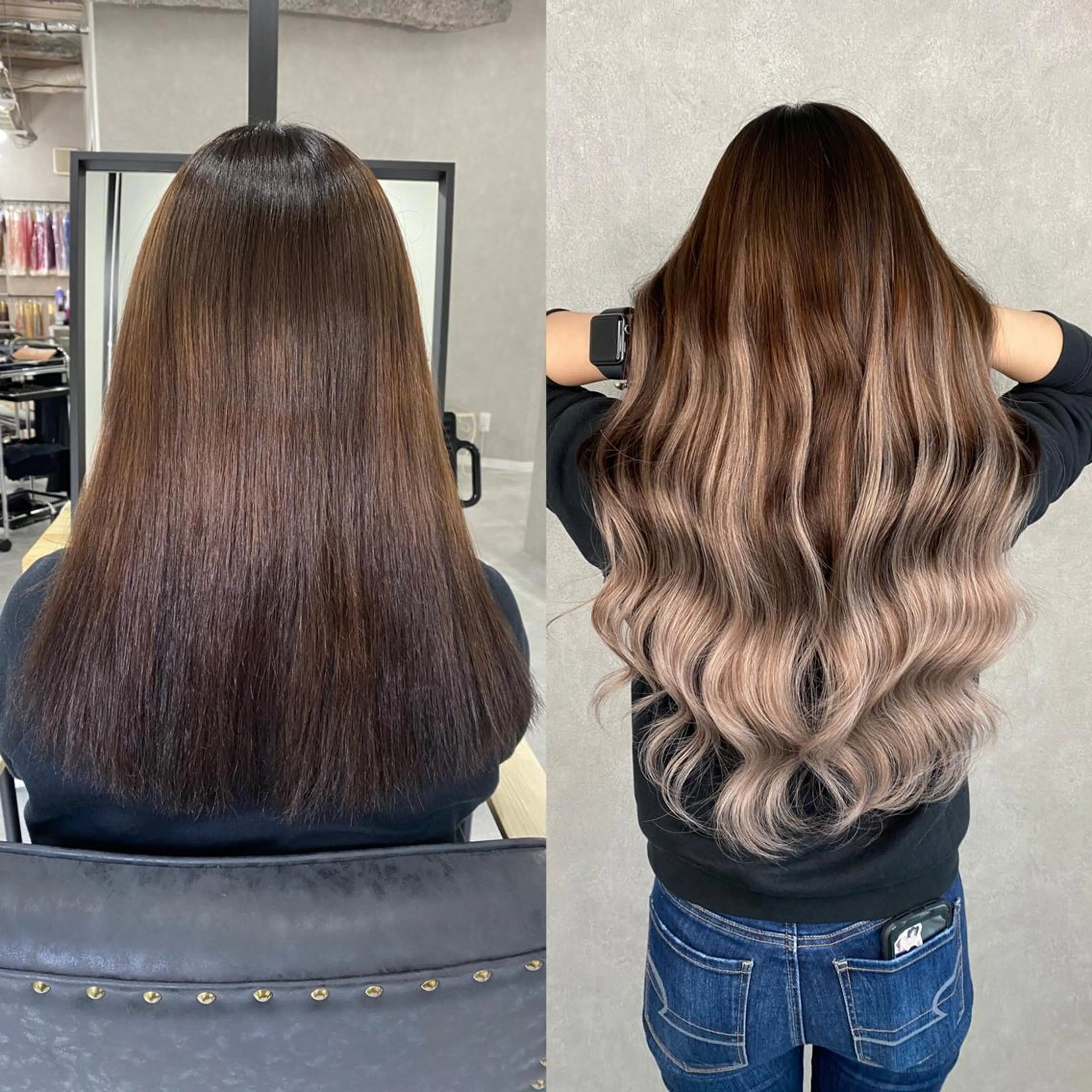 ミディアム シールエクステ エクステ ハイライト 💎馴染むエクステ× 縮毛矯正TOMO💎のヘアスタイル