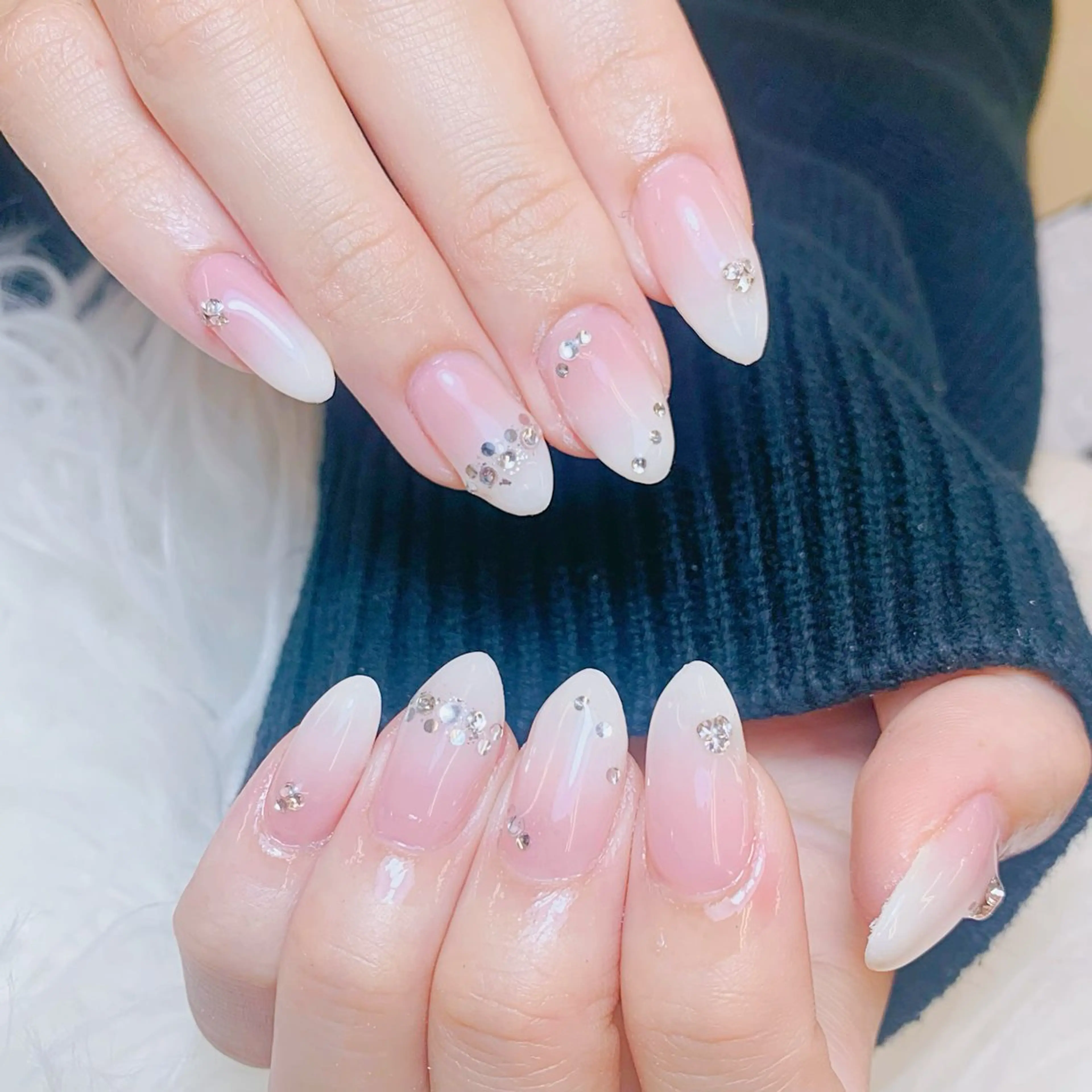 ネイル チークネイル 長さ出し フラッシュネイル フレンチネイル グラデーション ハンドネイル AN NAIL SALONのネイルデザイン
