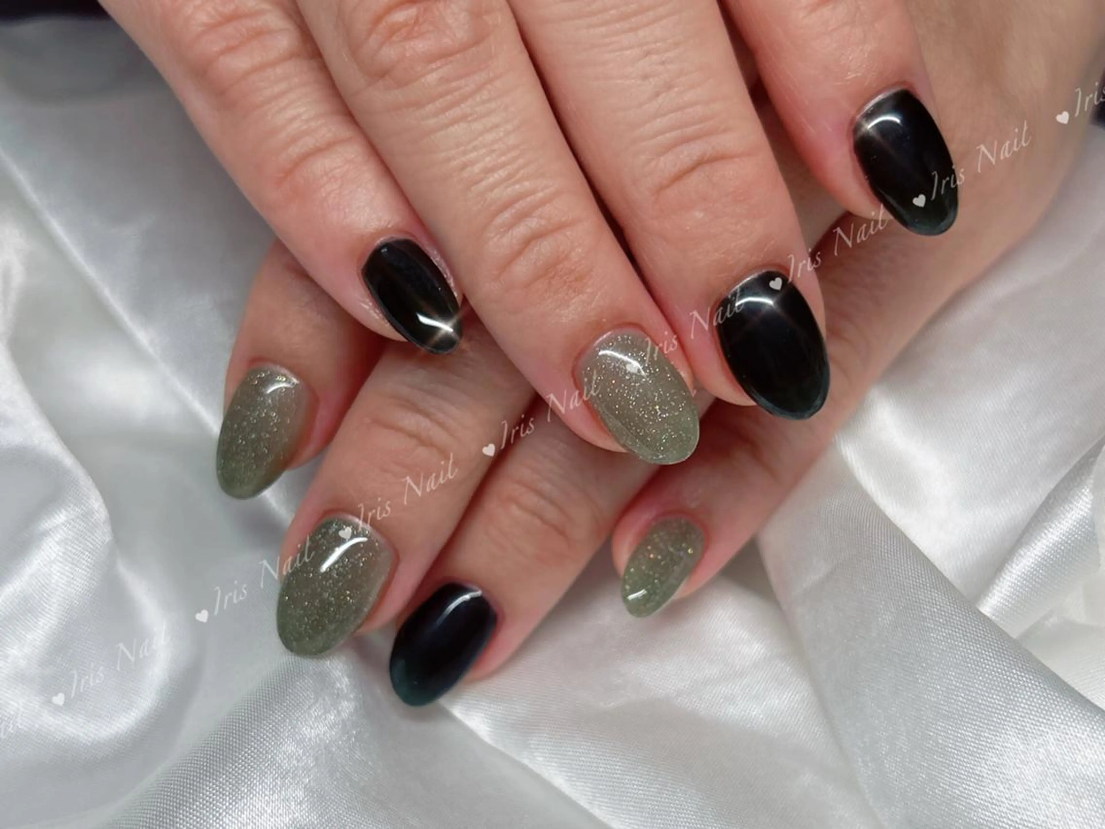 ネイル グリーン ワンカラーネイル ハンドネイル ハンドケア 🍒IRIS Nail🌸のネイルデザイン