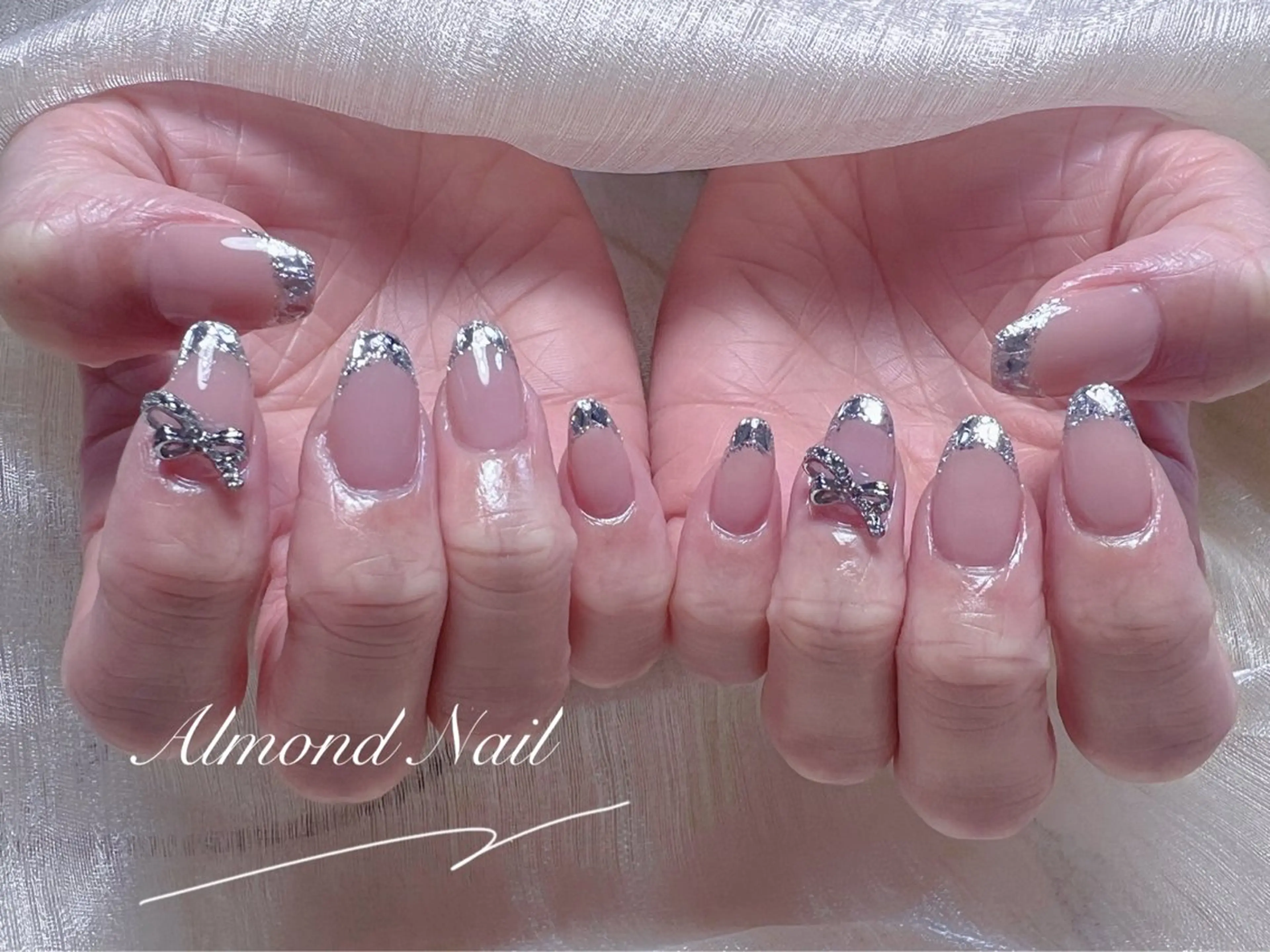 ネイル 長さ出し フラッシュネイル フットネイル フレンチネイル ジェルネイル Almond Nail 亀戸のネイルデザイン