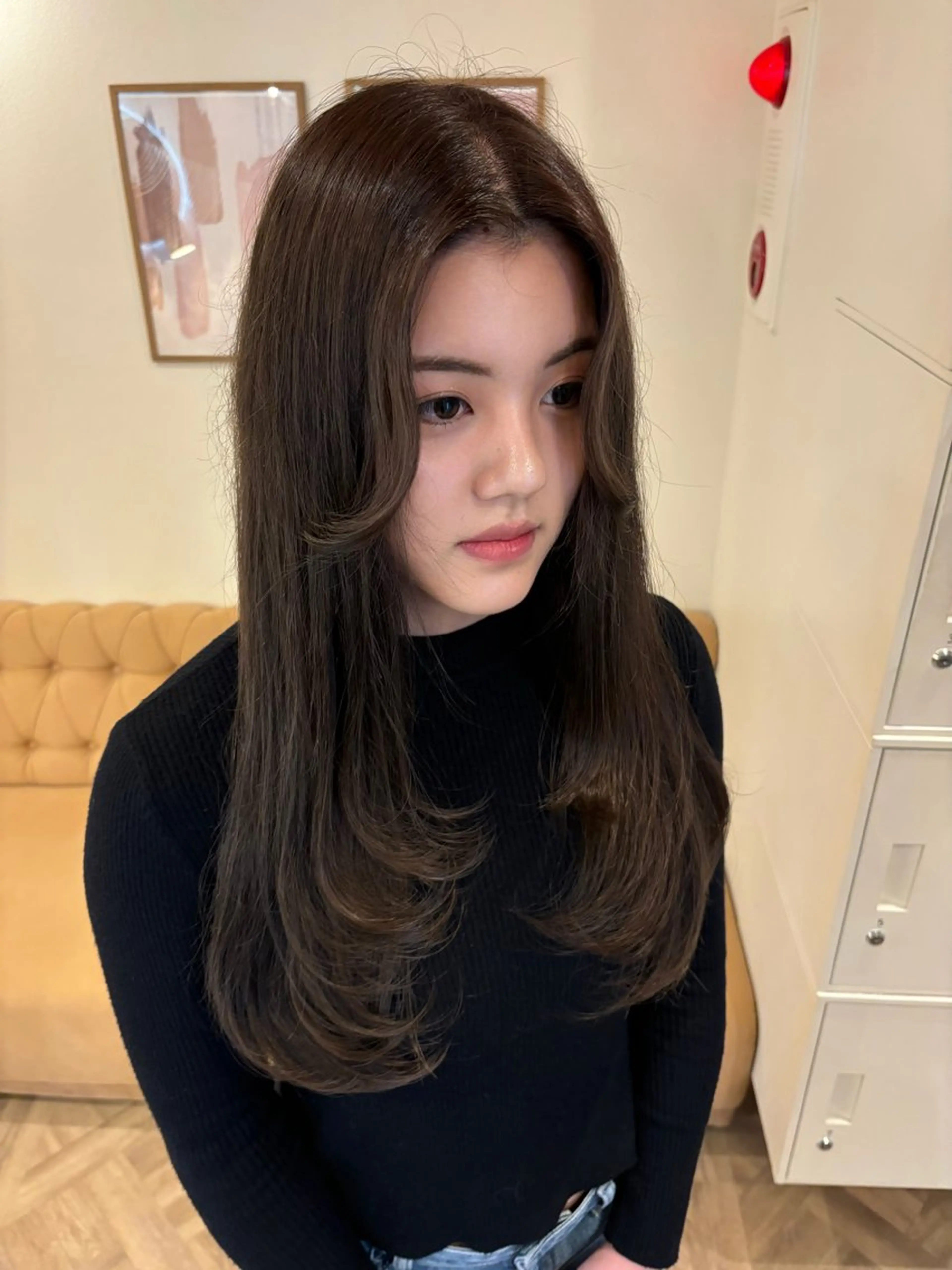 セミロング カラー カット ヘアカラー トリートメント ミルクティ/ピンク/ レイヤー/yuriaのヘアスタイル