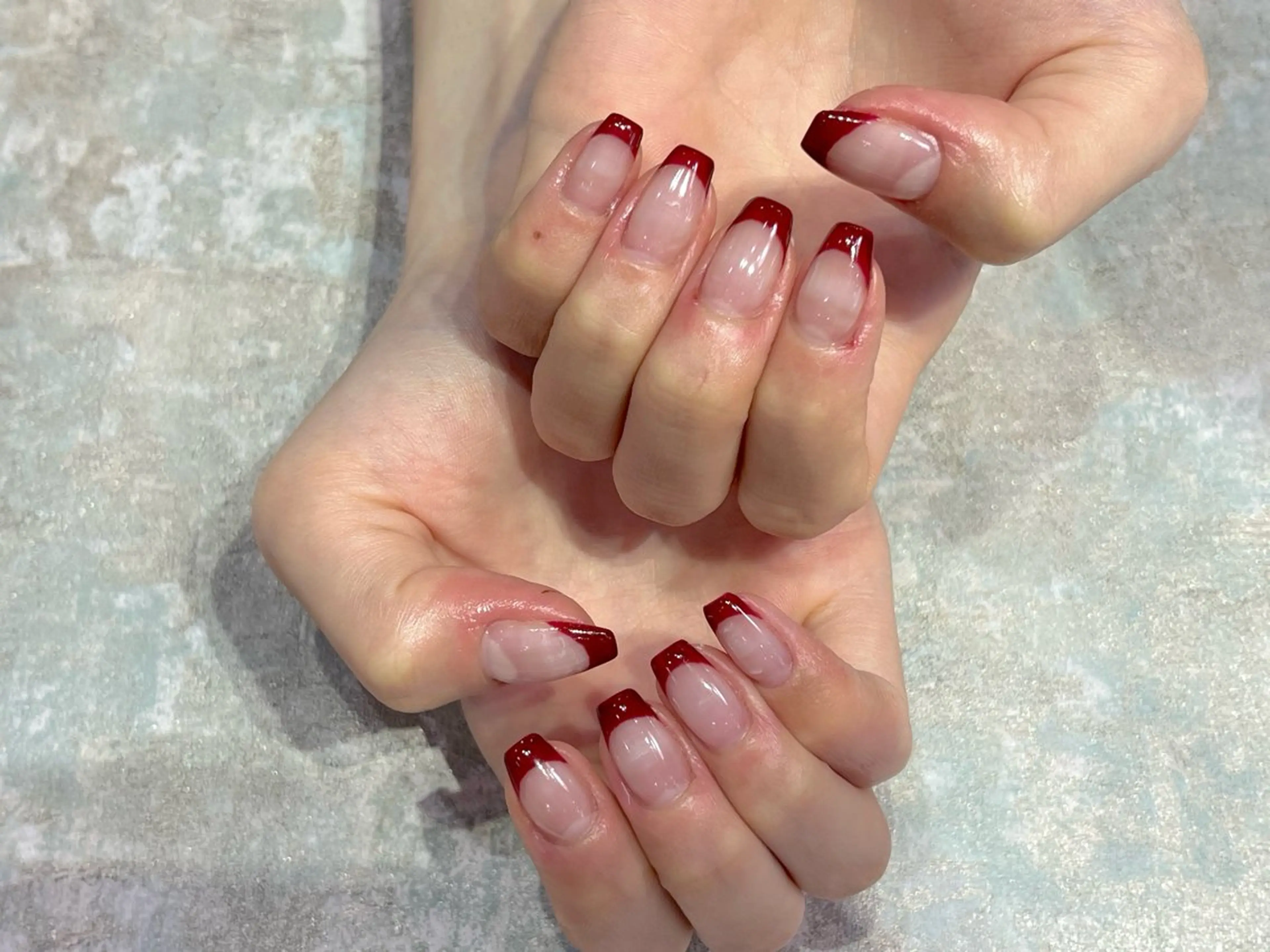 ネイル ボルドー フレンチネイル Asakawa yuzukaのネイルデザイン