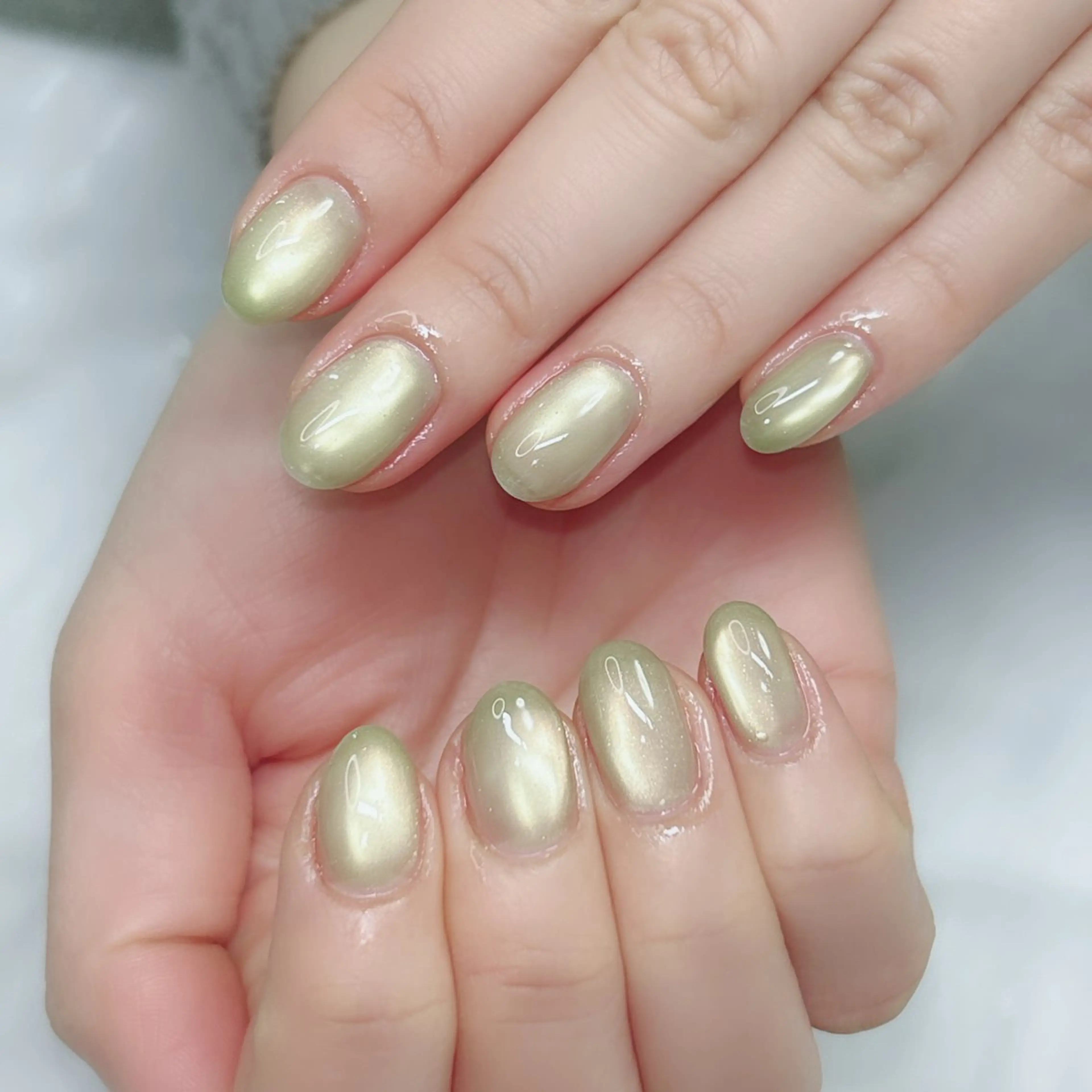 ネイル オーロラネイル ミラーネイル オフィスネイル ワンカラーネイル シンプルネイル ハンドネイル Cute Tips nailのネイルデザイン