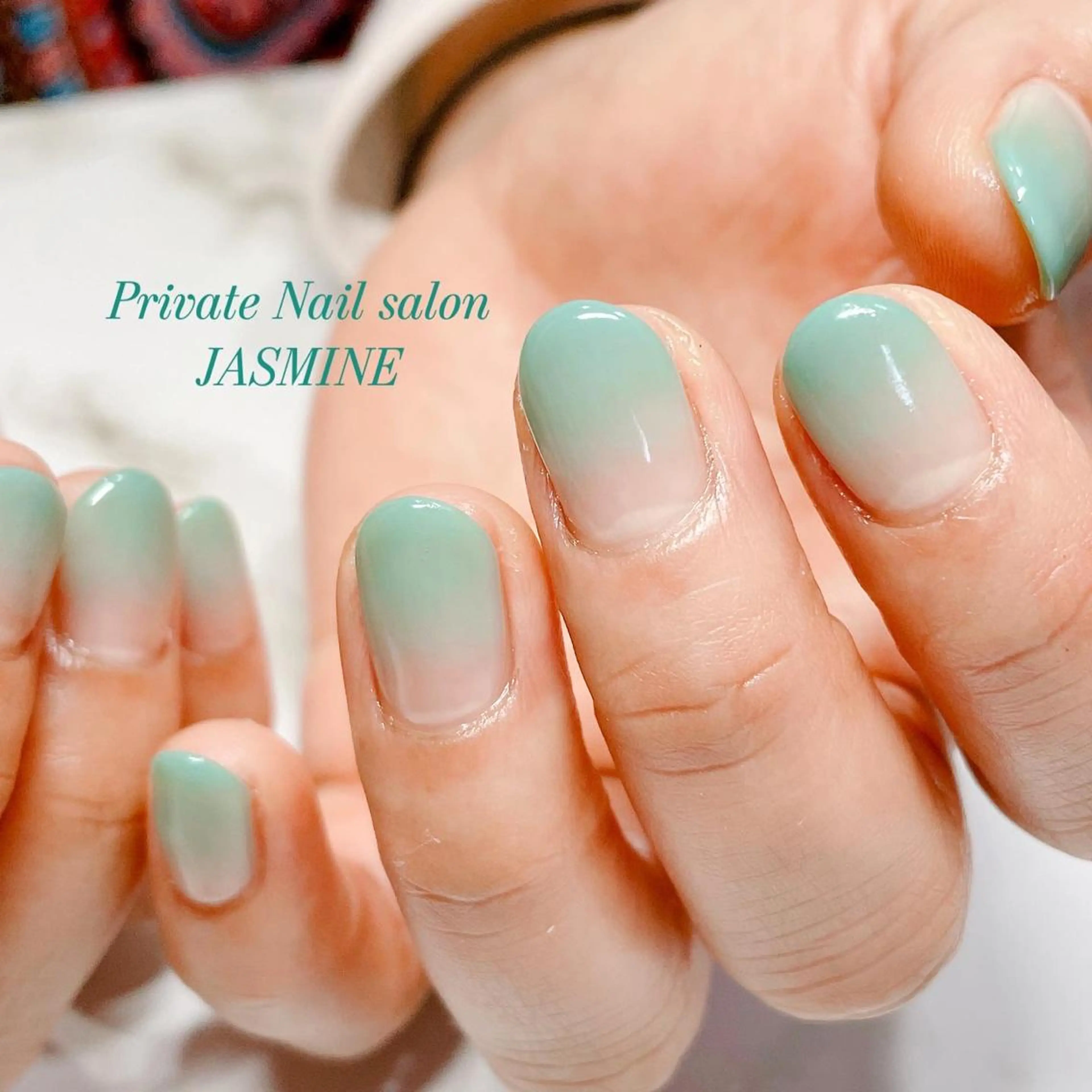 ネイル グラデーション グリーン ハンドネイル Nail salon JASMINEのネイルデザイン
