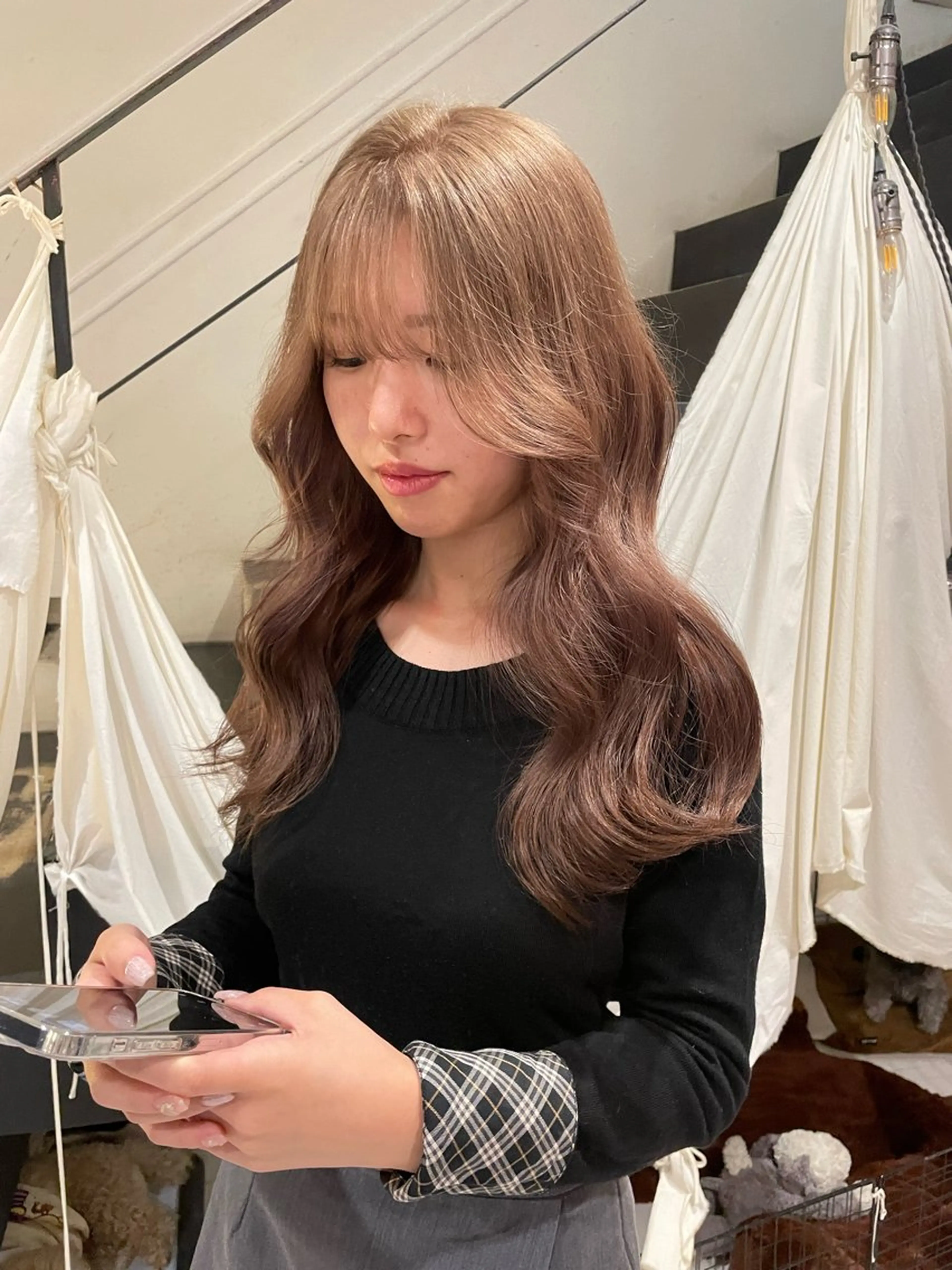 ロング ヘアカラー アオキ リノのヘアスタイル