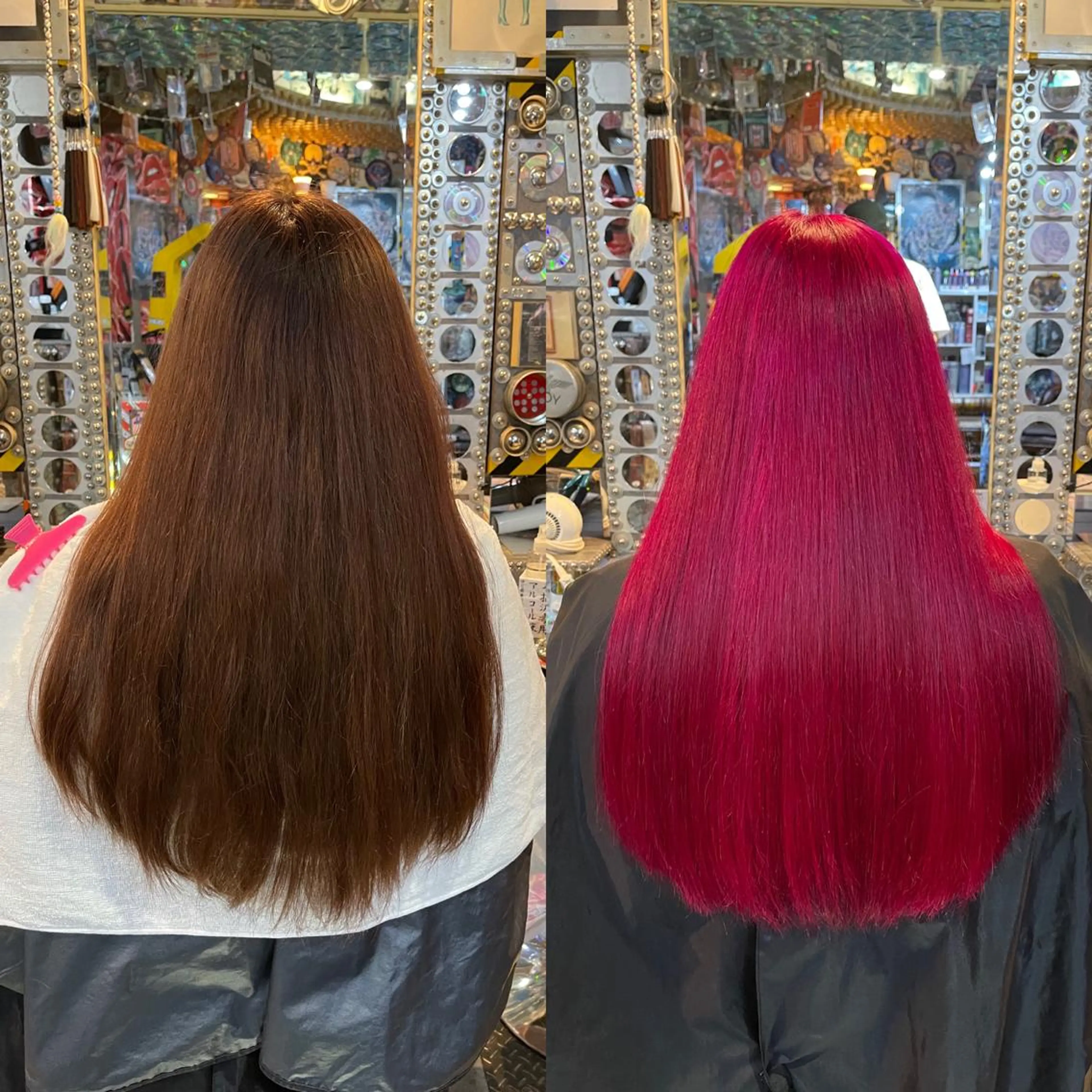 ロング カラー ヘアアレンジ ピンクカラー シルバー ロング 🌈派手髪エクステ ブレイズ🌈ひろとのヘアスタイル