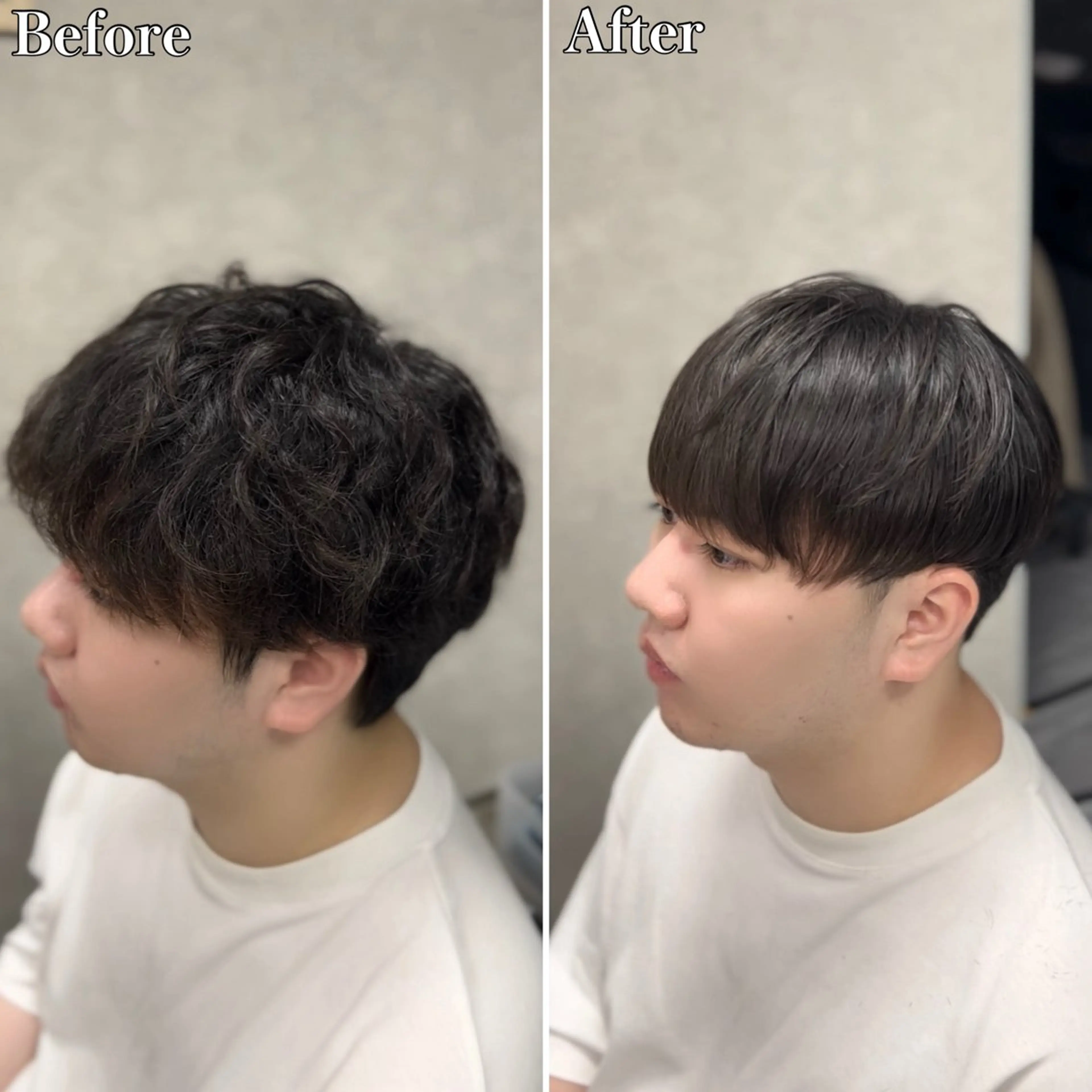 ミディアム パーマ メンズ センターパート メンズ韓国風 マッシュ 韓国風ヘア 縮毛矯正 カット 縮毛矯正 トリートメント 🔮メンズ縮毛矯正 メンズパーマ💎竹永のヘアスタイル