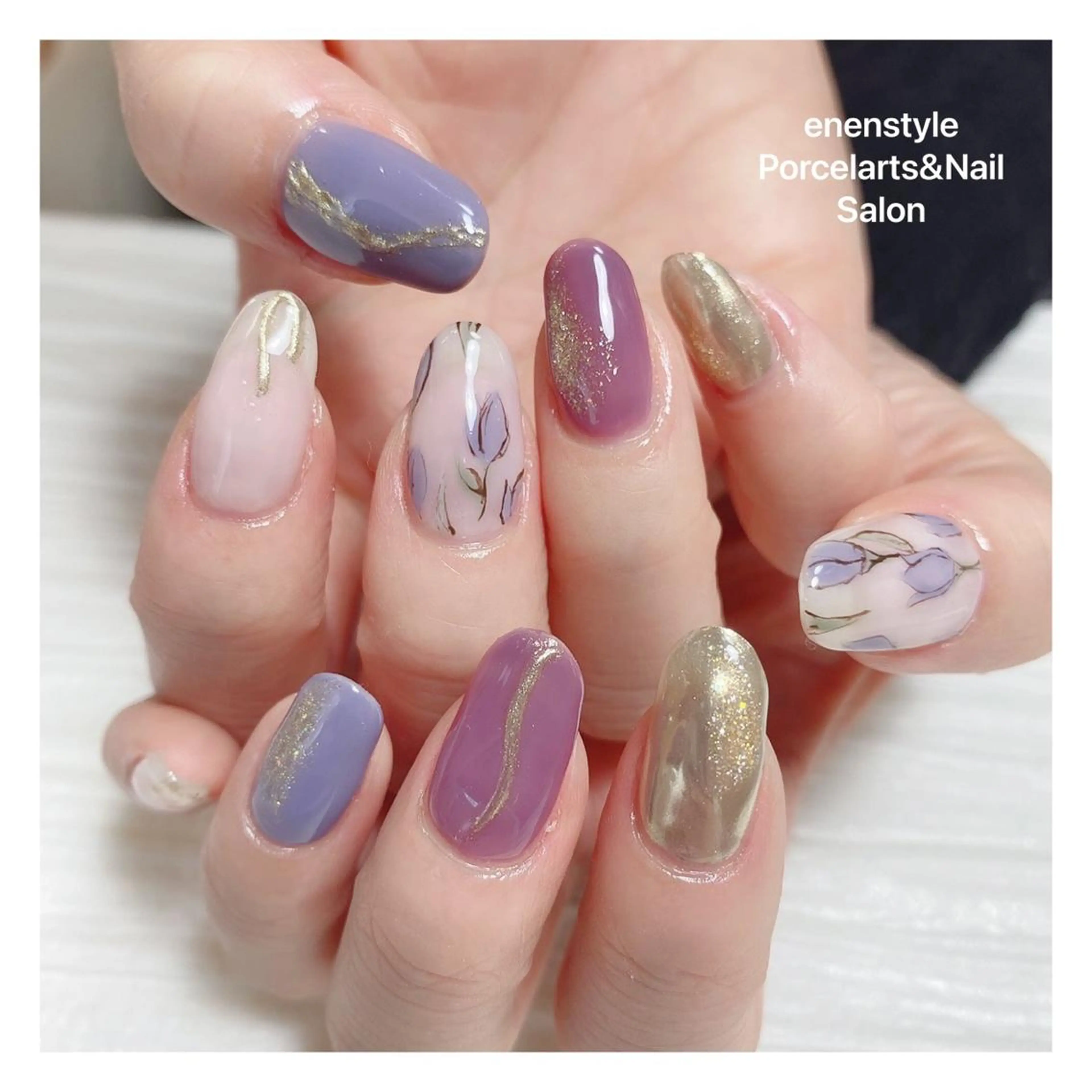 ミディアム ネイル ハンドネイル 👑enen style👑のネイルデザイン