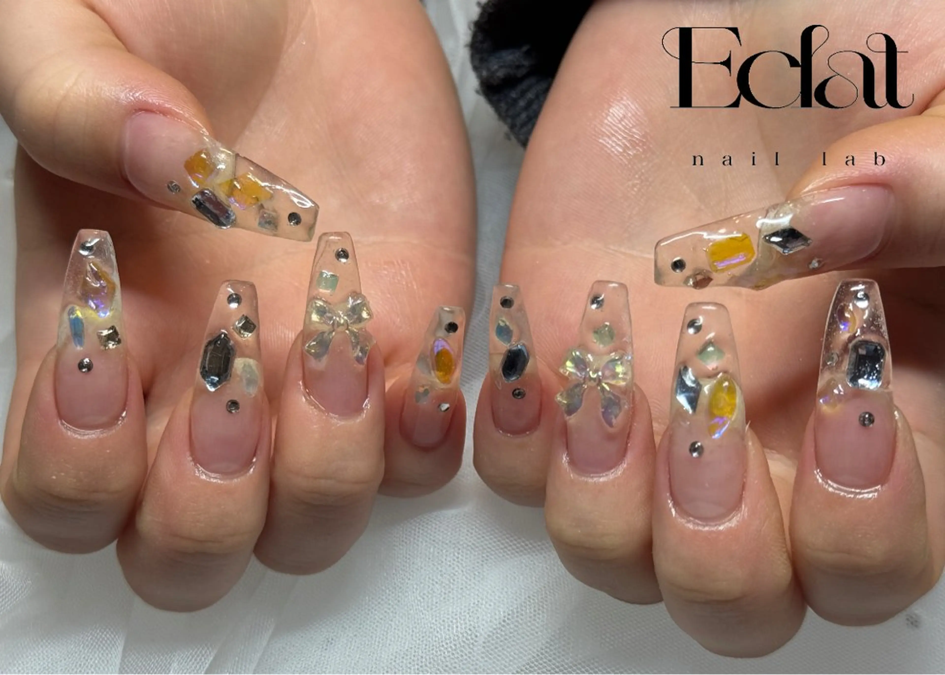 ネイル ストーンネイル ハンドネイル ネイルラボEclat RINAのネイルデザイン