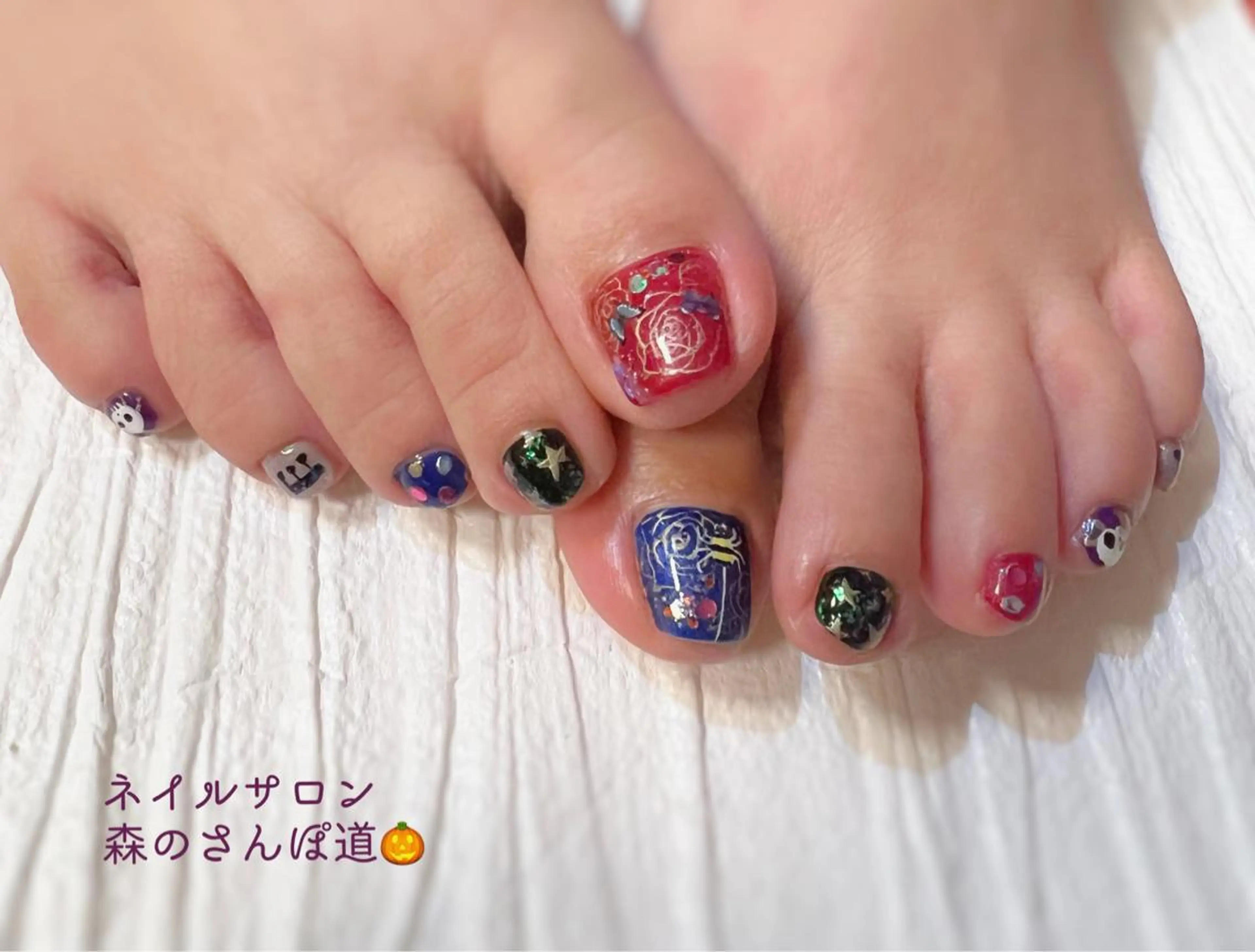 ネイル ハンドネイル ショートネイル 森のさんぽ道のネイルデザイン