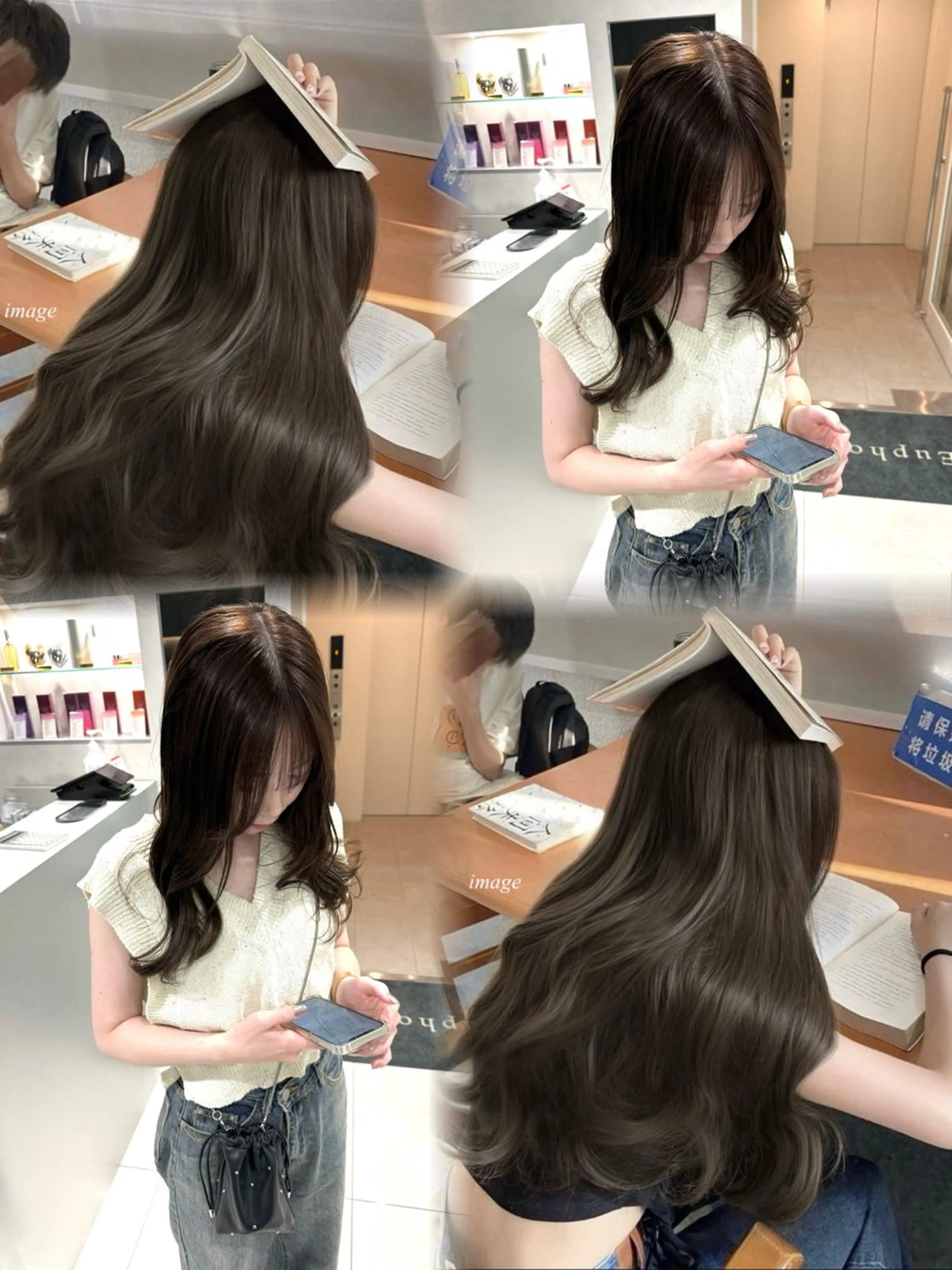 セミロング カラー カット ヘアカラー トリートメント 韓国風ハッシュカット 似合わせレイヤー池袋のヘアスタイル