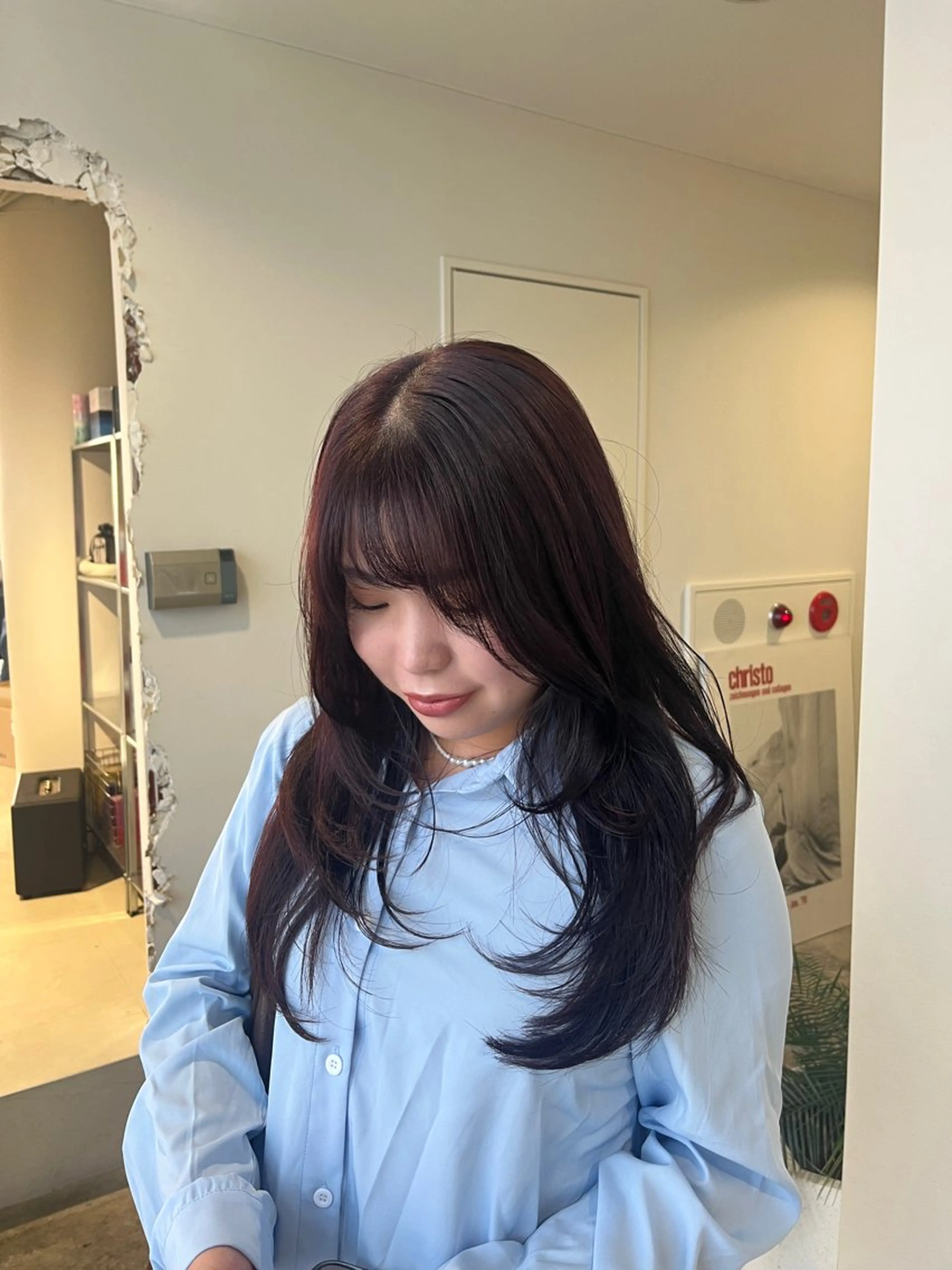 ロング パープルカラー レイヤーカット カット ヘアカラー Shion/ レイヤー/髪質改善のヘアスタイル