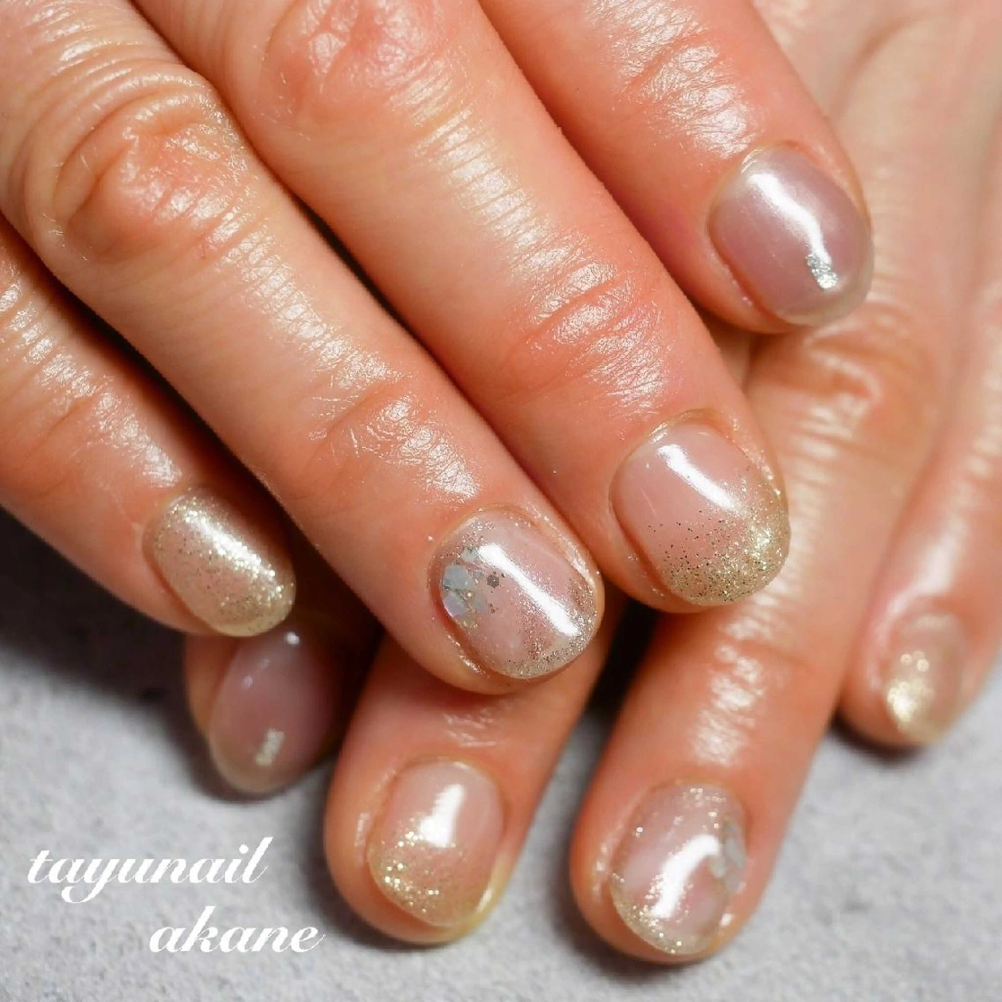 ネイル アートネイル ブルー ジェルネイル ゴールド グラデーション ネイルサロン 【たゆnail】のネイルデザイン