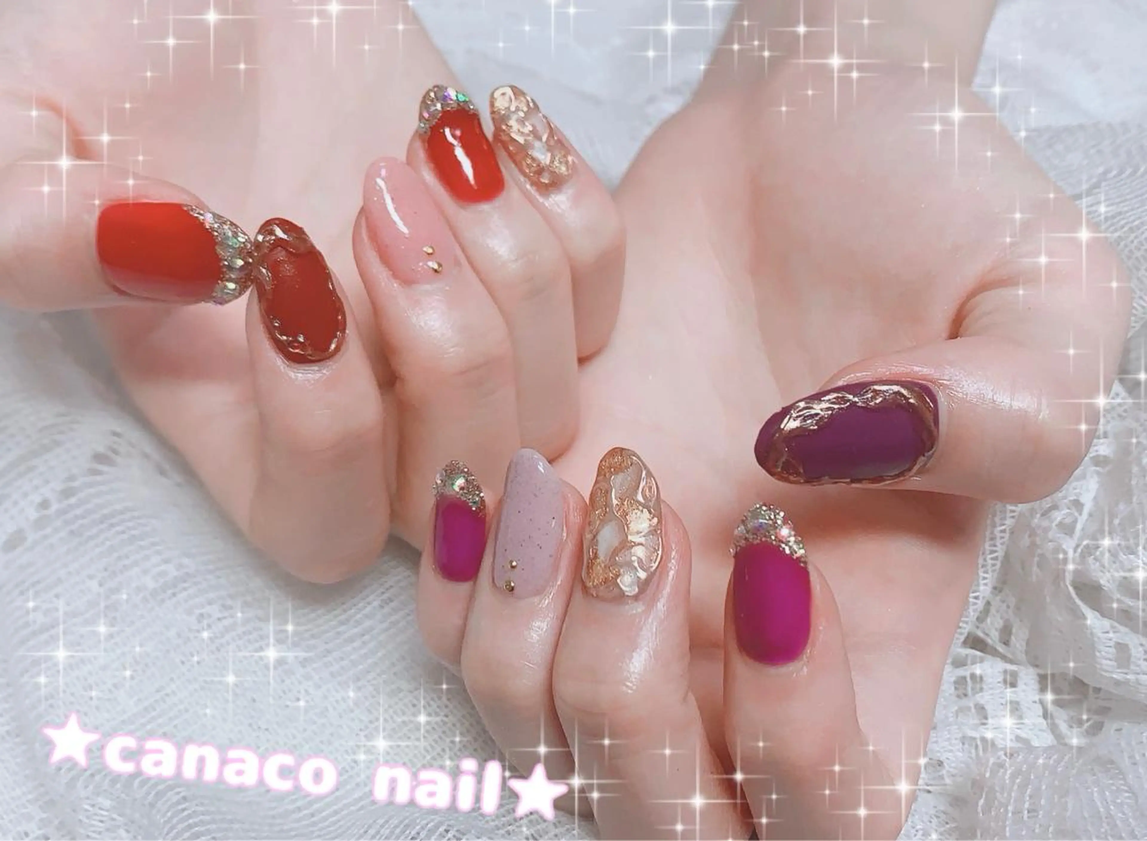 ネイル アートネイル ジェルネイル ミラーネイル パラジェル ストーンネイル ハンドネイル ハンドケア Felice所属・ベテランネイル cnc  nailのネイルデザイン