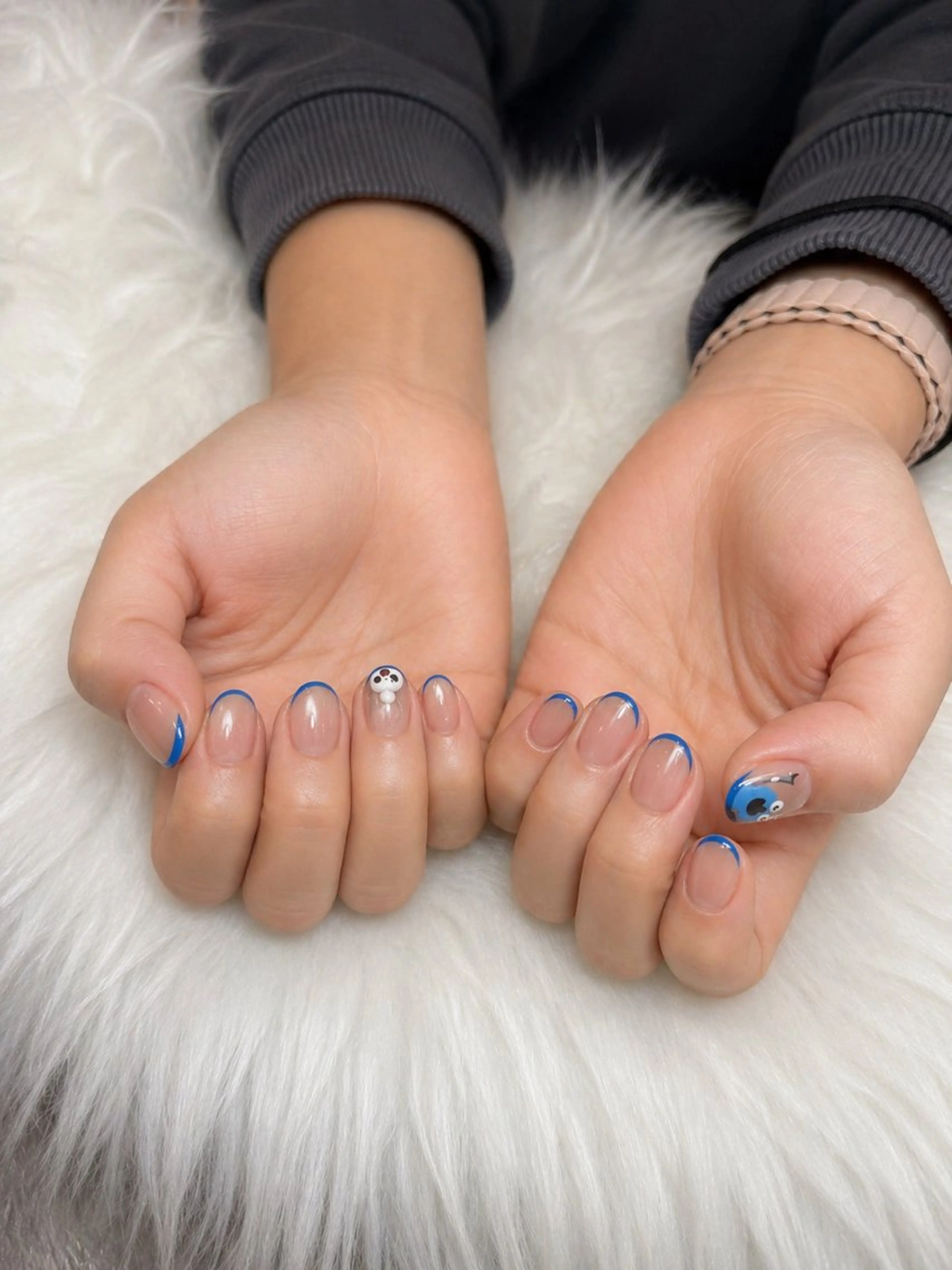 ネイル ブルー フレンチネイル シンプルネイル MEO MEO NAIL  守山のネイルデザイン