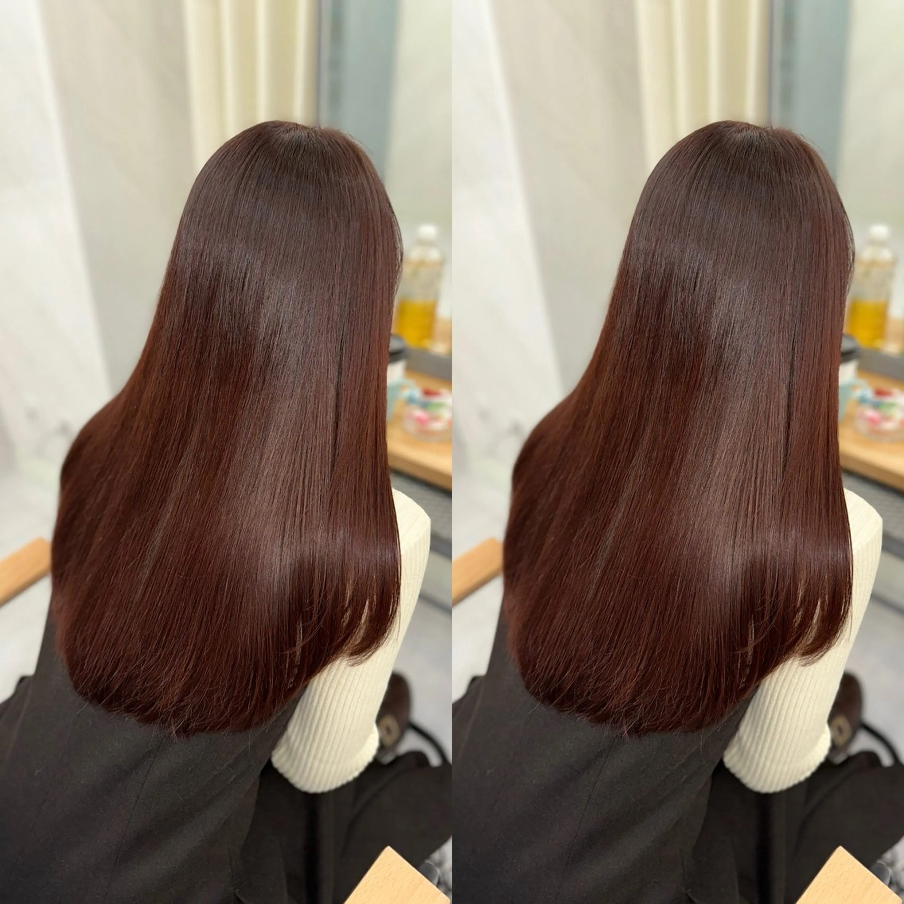 ロング カラー ブリーチ ブリーチなしカラー ピンクカラー ヘアカラー トリートメント 縮毛矯正×ボブ💎 髪質改善/木下のヘアスタイル