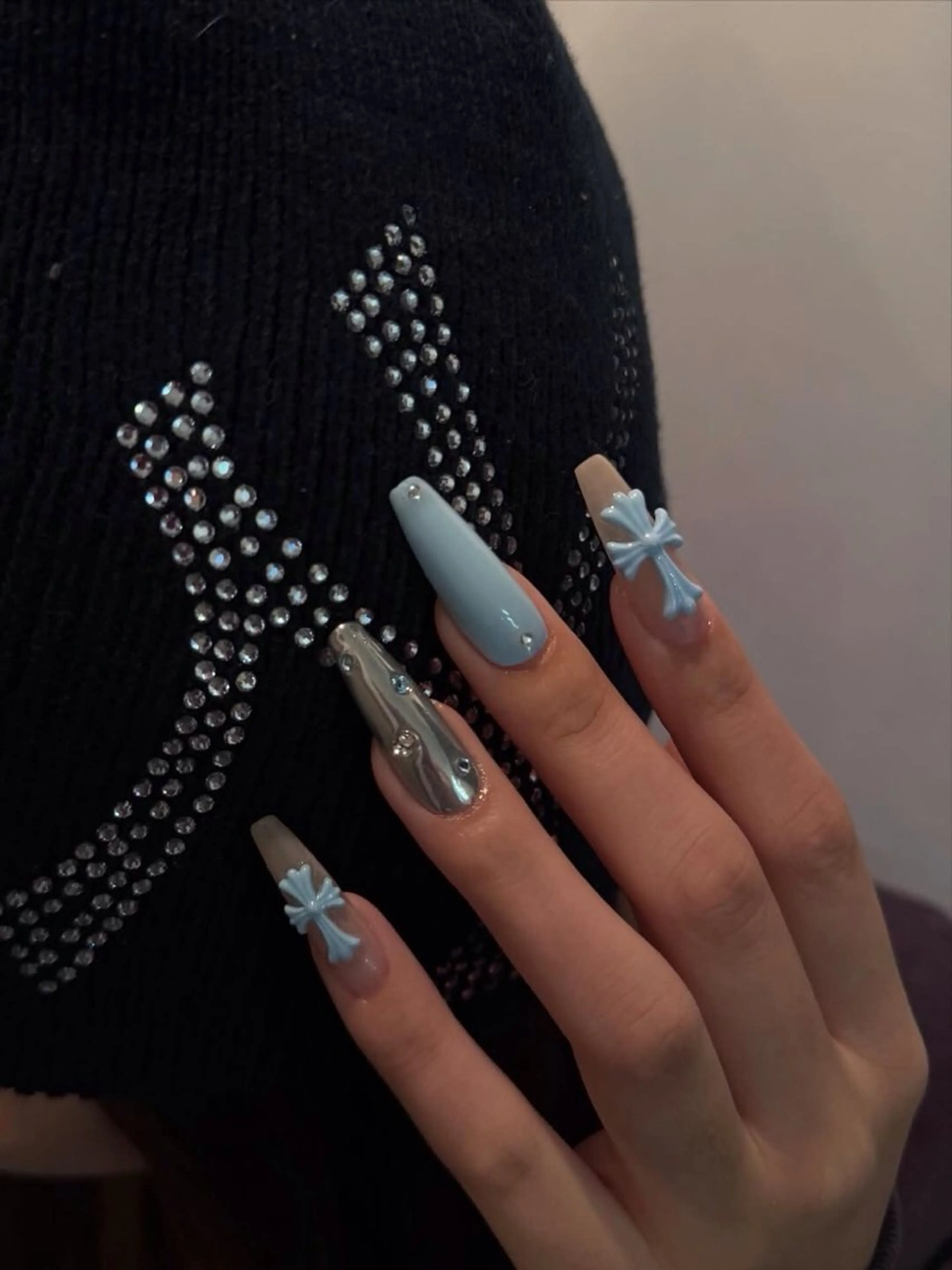 ネイル オーロラネイル ボルドー ブラウン 氷ネイル・うるうるネイル キラキラネイル ハンドネイル Sora  Nail 長さ出し専門店のネイルデザイン