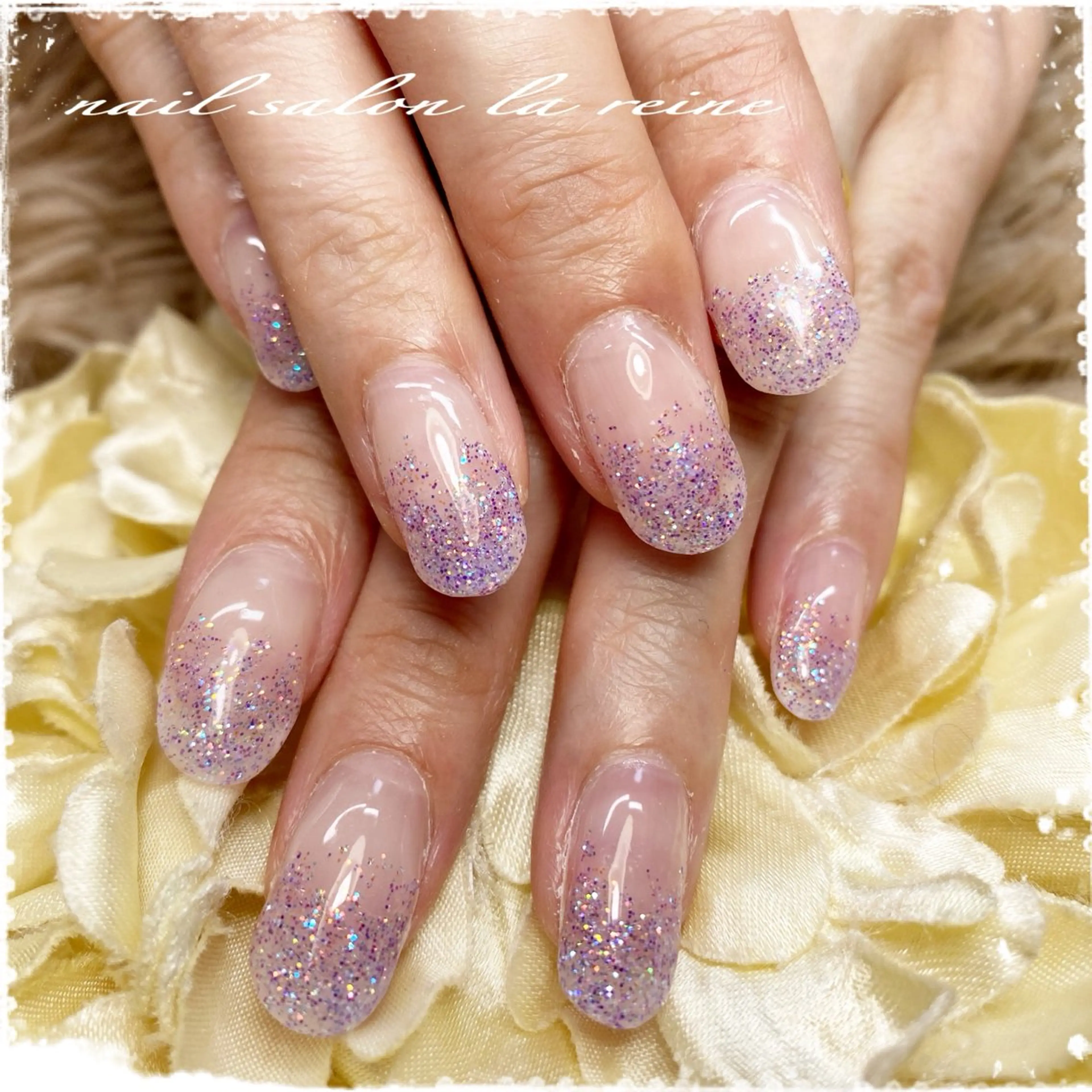 ネイル グラデーション ラメ(グリッター) ラメグラデーション パープル ハンドネイル nail salon la reineのネイルデザイン