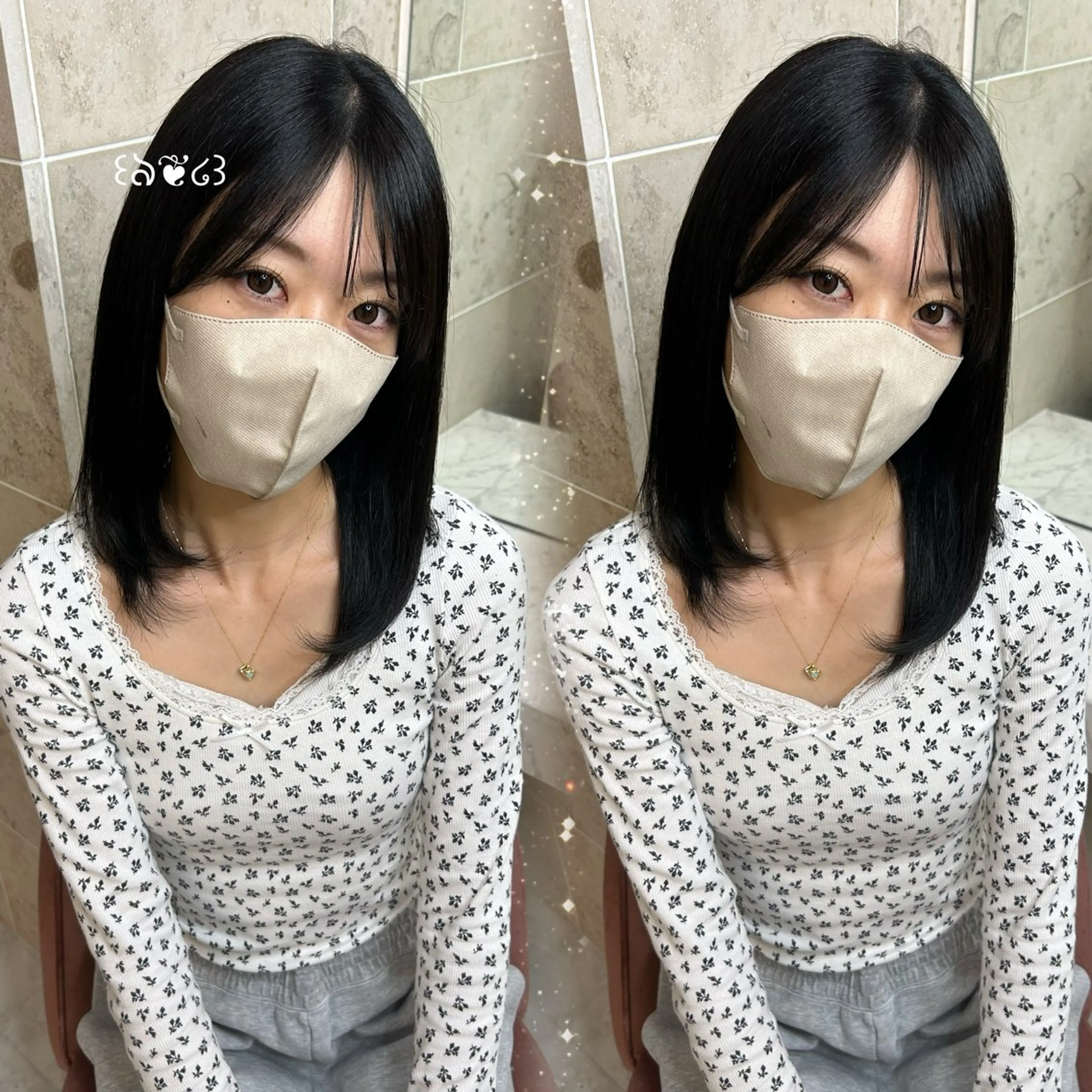 ミディアム ヘアカラー トリートメント 𝜗𝜚ブリーチ ／レイヤー𝜗𝜚のヘアスタイル