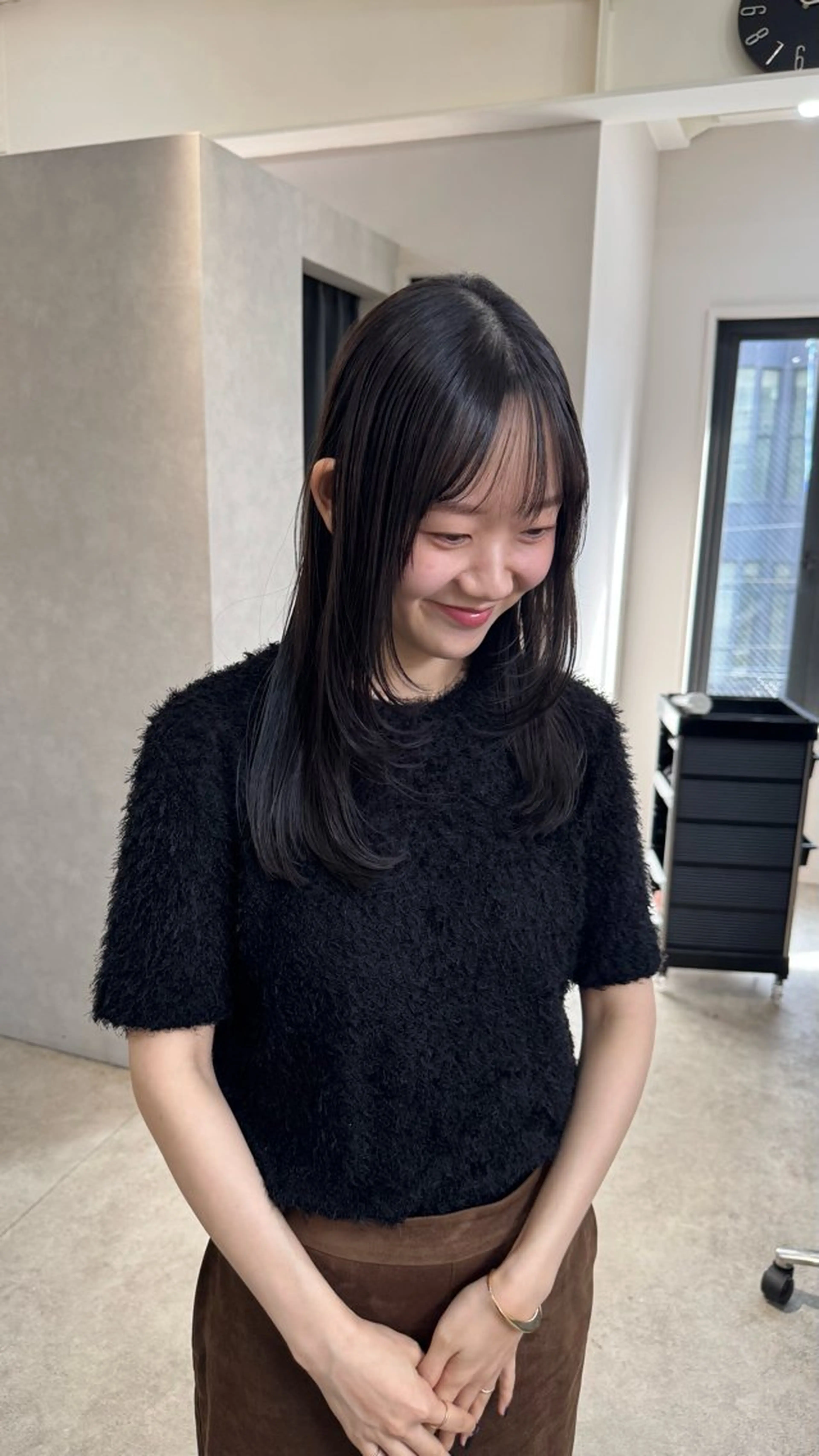 ミディアム 髪質改善 カット 縮毛矯正 トリートメント reira/堀江/ 似合わせカットのヘアスタイル