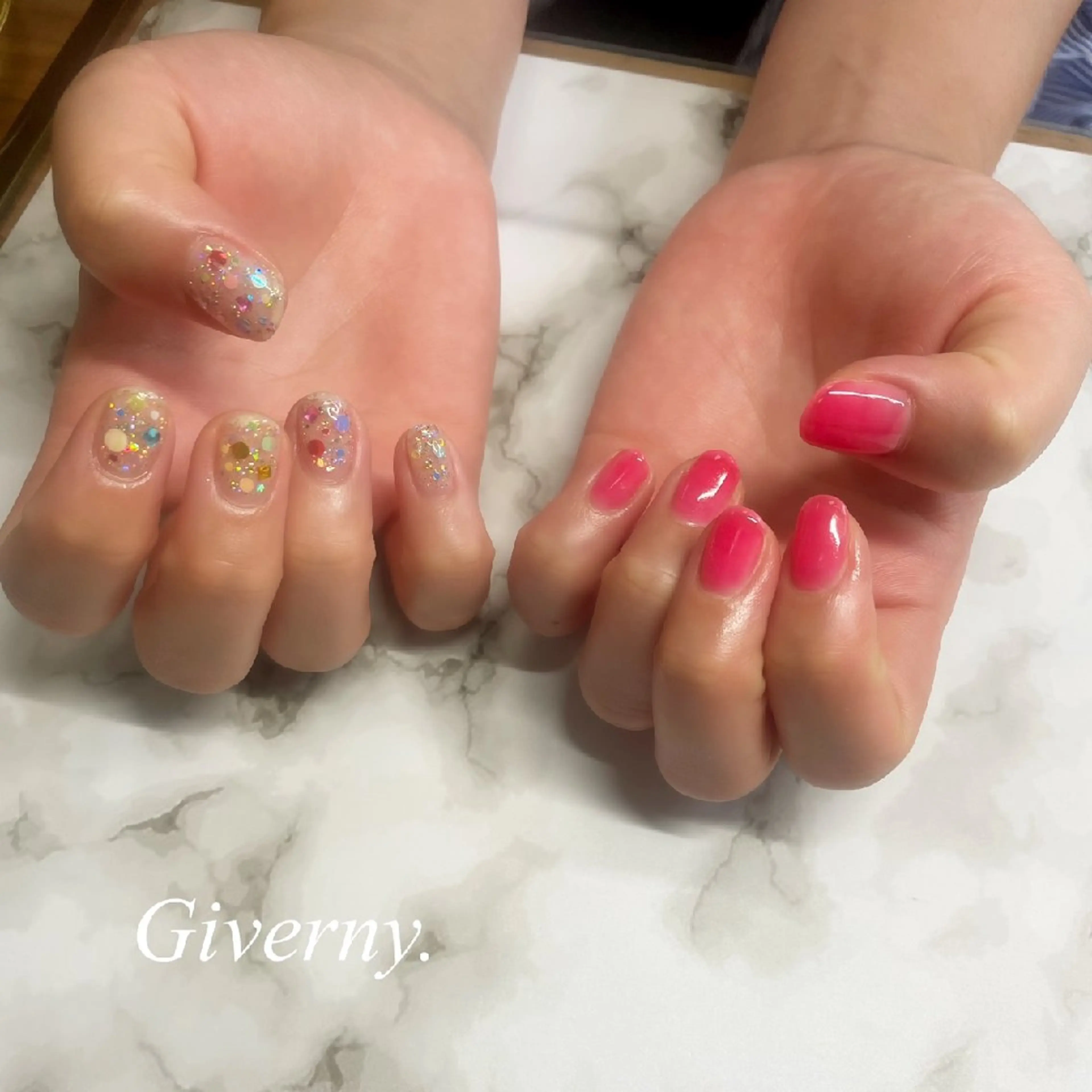 ネイル ラメ(グリッター) ワンカラーネイル ハンドネイル Giverny .のネイルデザイン