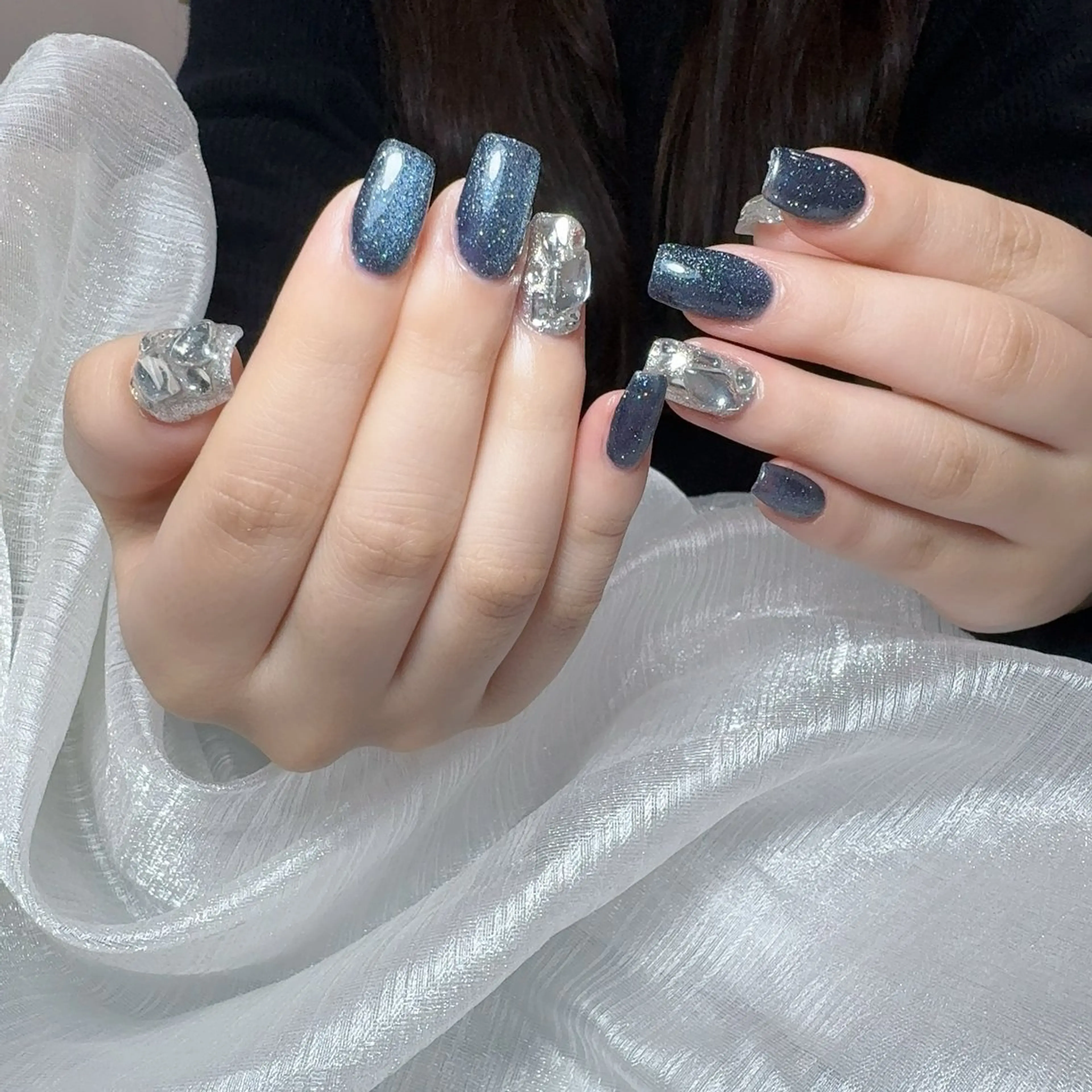 ネイル アートネイル フラッシュネイル フレンチネイル ジェルネイル ガラスフレンチ You&Me Yukiのネイルデザイン