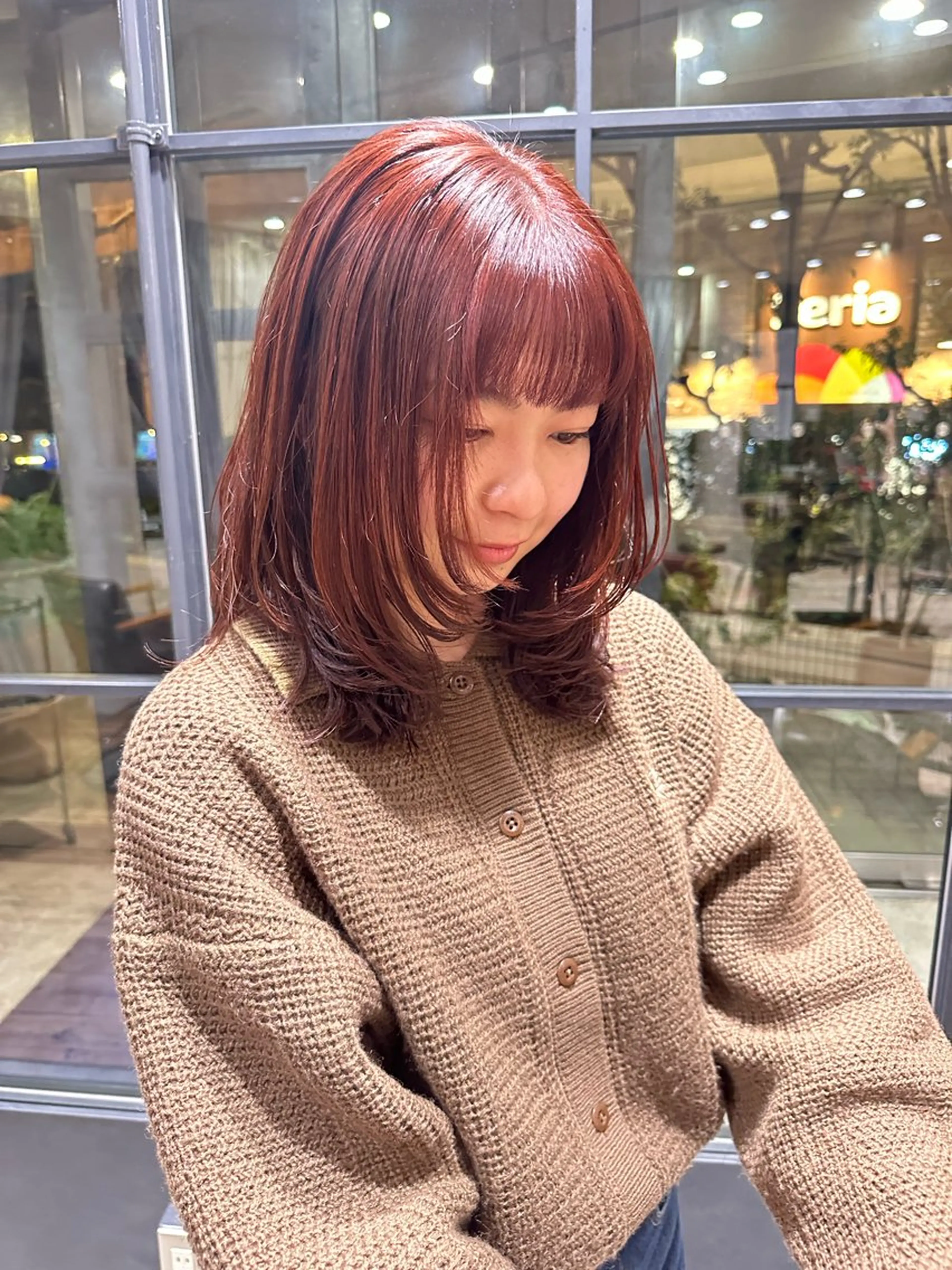 ミディアム カット ヘアカラー トリートメント 平野恵/透明感カラー ブリーチ/ボブのヘアスタイル