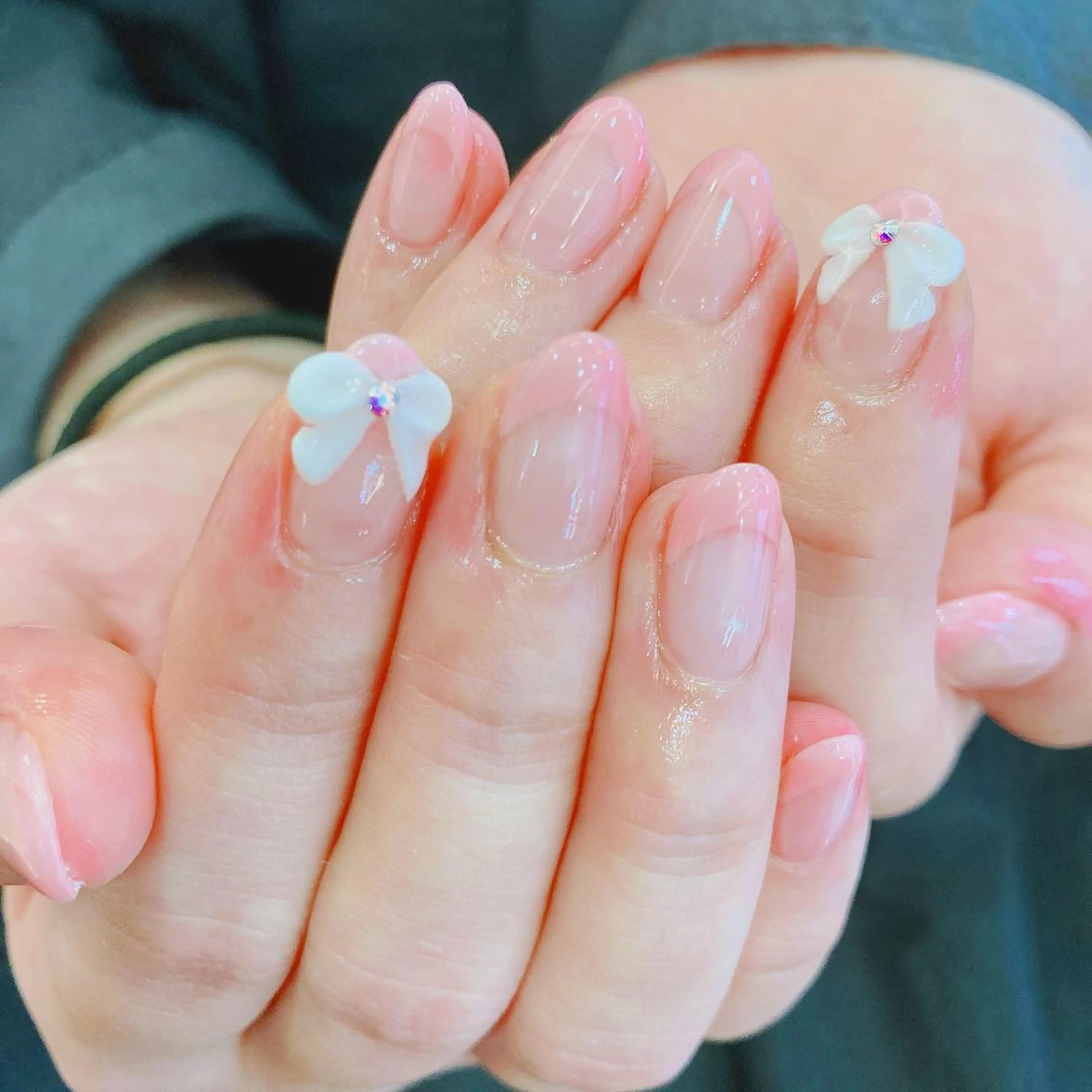 ネイル フレンチネイル ジェルネイル リボン Nail salon Stellaのネイルデザイン