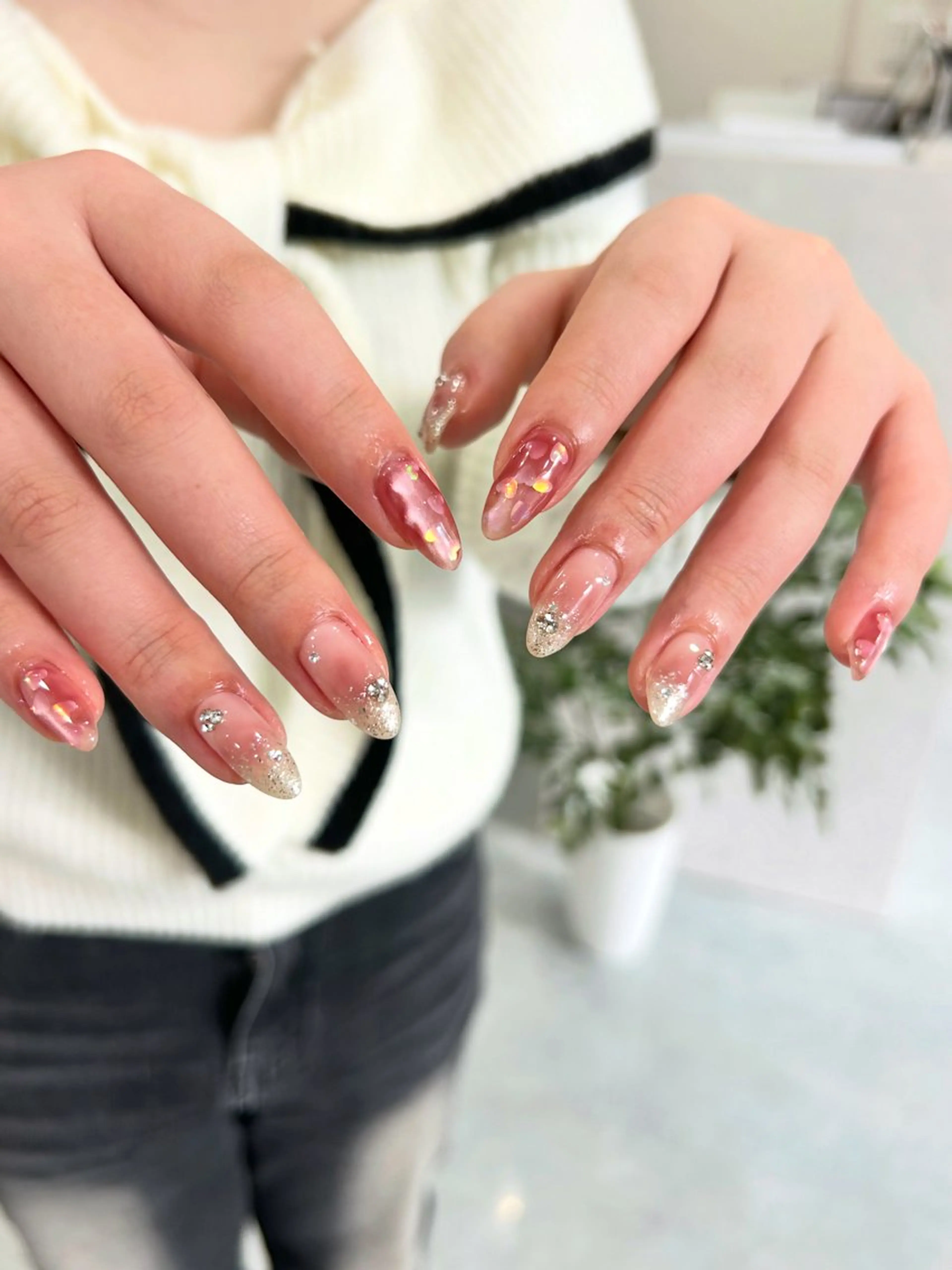 ネイル チークネイル ハート 持ち込み RYO ／Amourのネイルデザイン